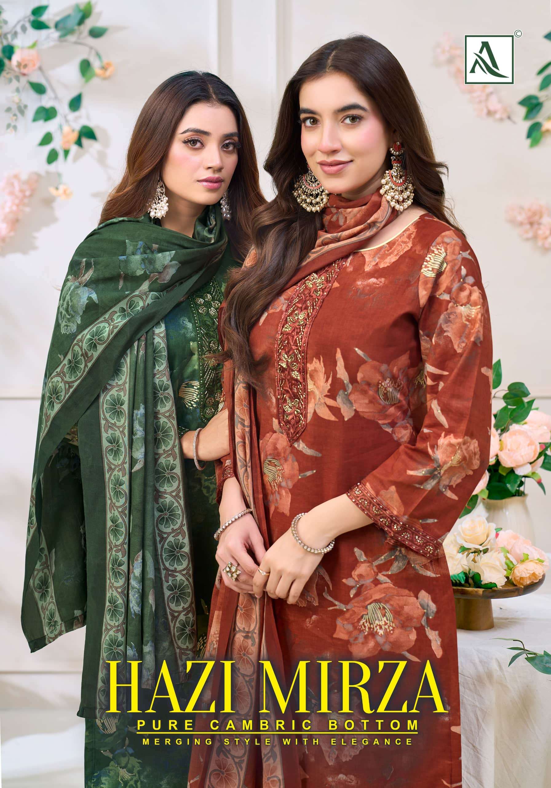 ALOK SUIT HAZI MIRZA 01 TO 06 SERIES CAMBRIC COTTON PRINTED DRESSES SET-00201