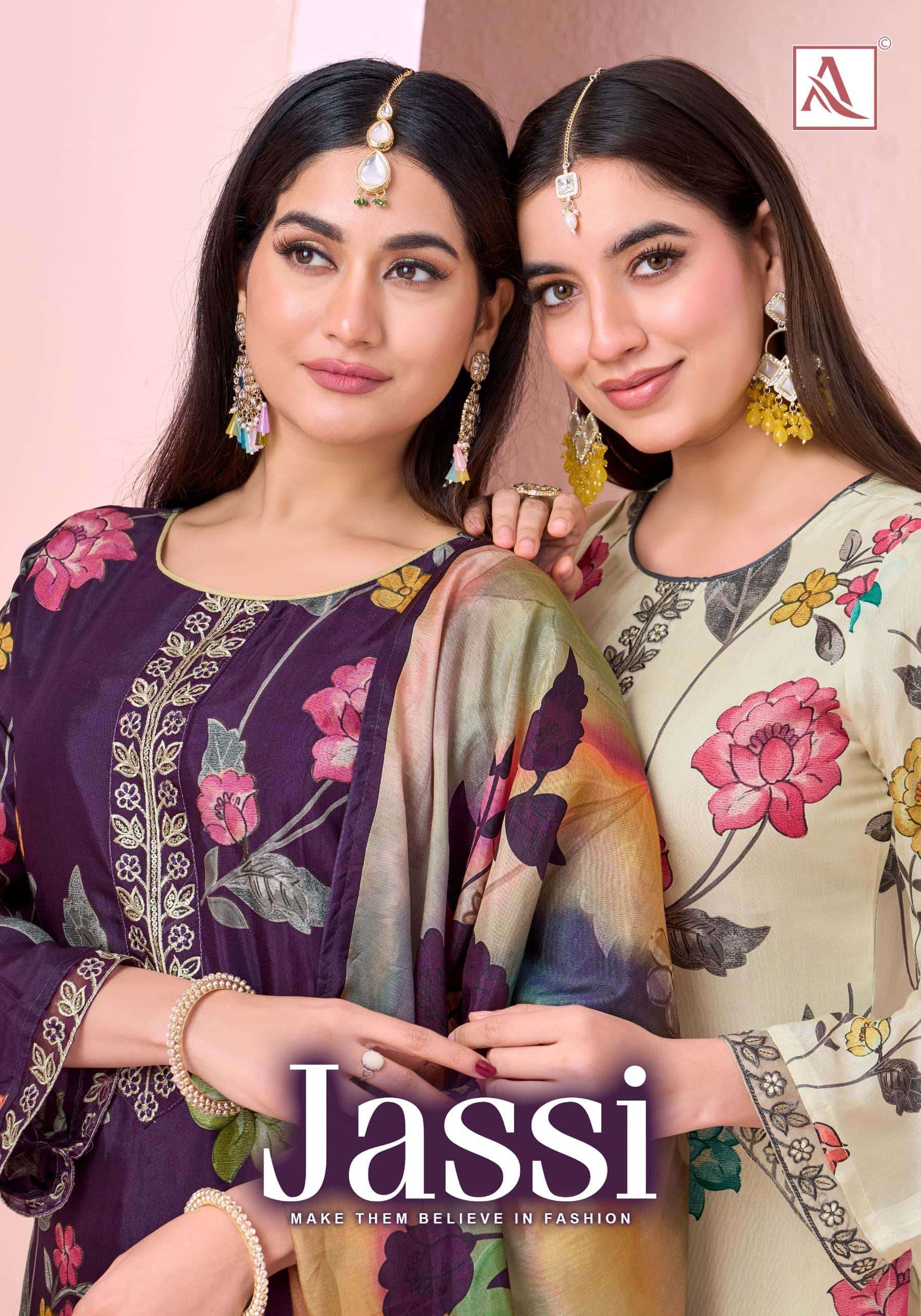 ALOK SUIT JASSI 01 TO 04 SERIES VISCOSE MUSLIN PRINTED DRESSE SET-00201