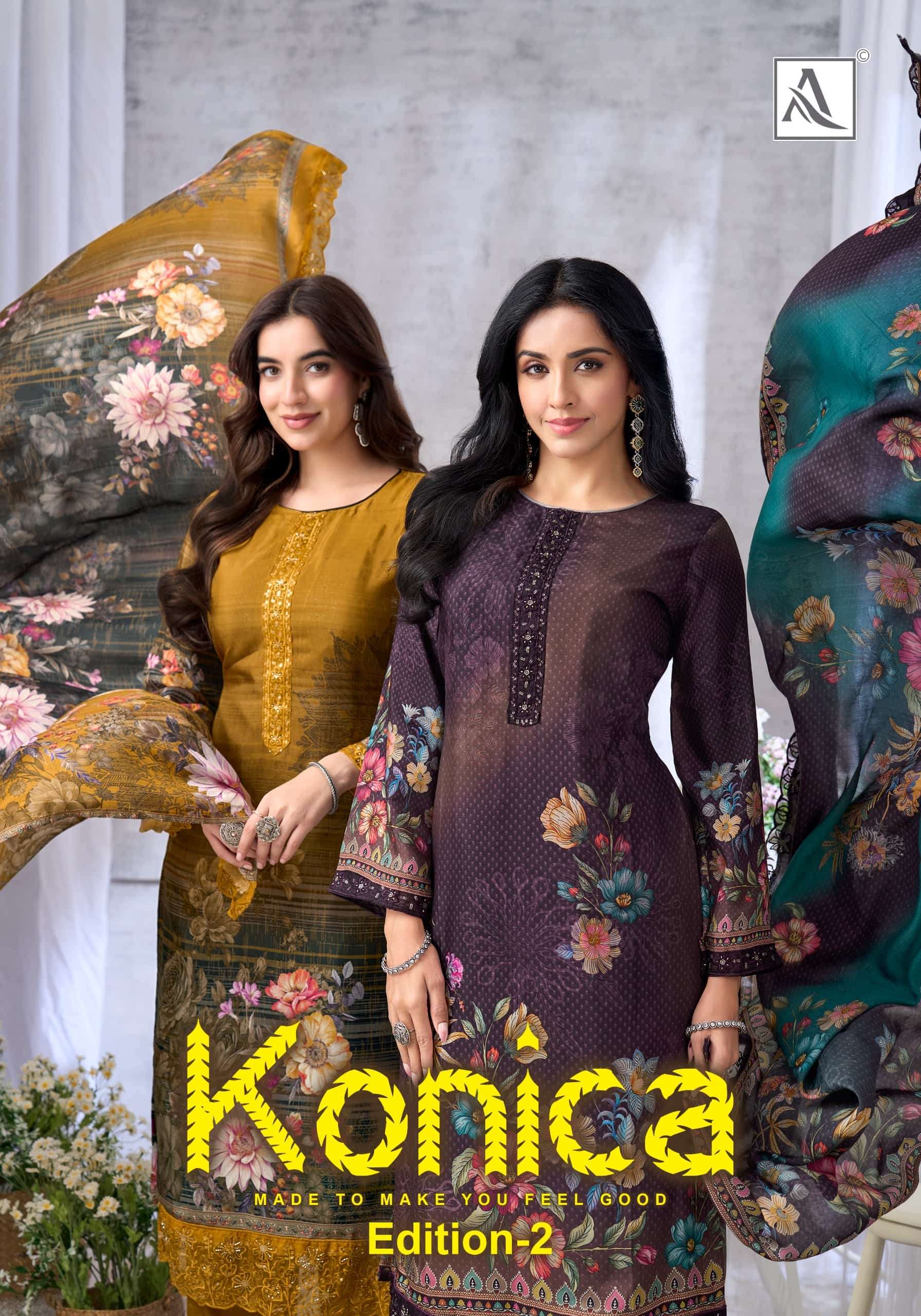 ALOK SUIT KONICA VOL-2 001 TO 006 SERIES VISCOSE MUSLIN PRINTED DRESSES-00201
