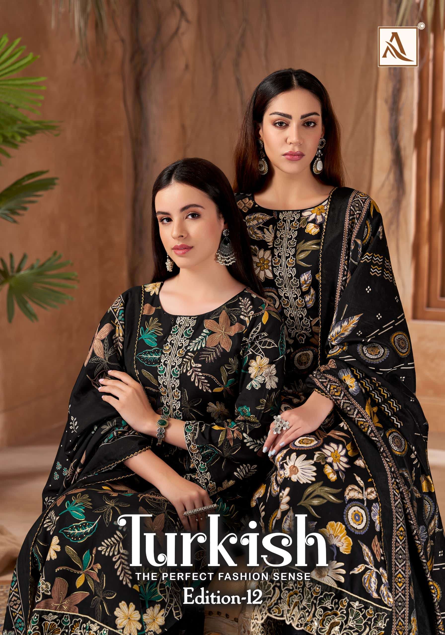 ALOK SUIT TURKISH VOL-12 01 TO 06 SERIES VISCOSE RAYON PRINTED PAKISTANI DRESSES-00201