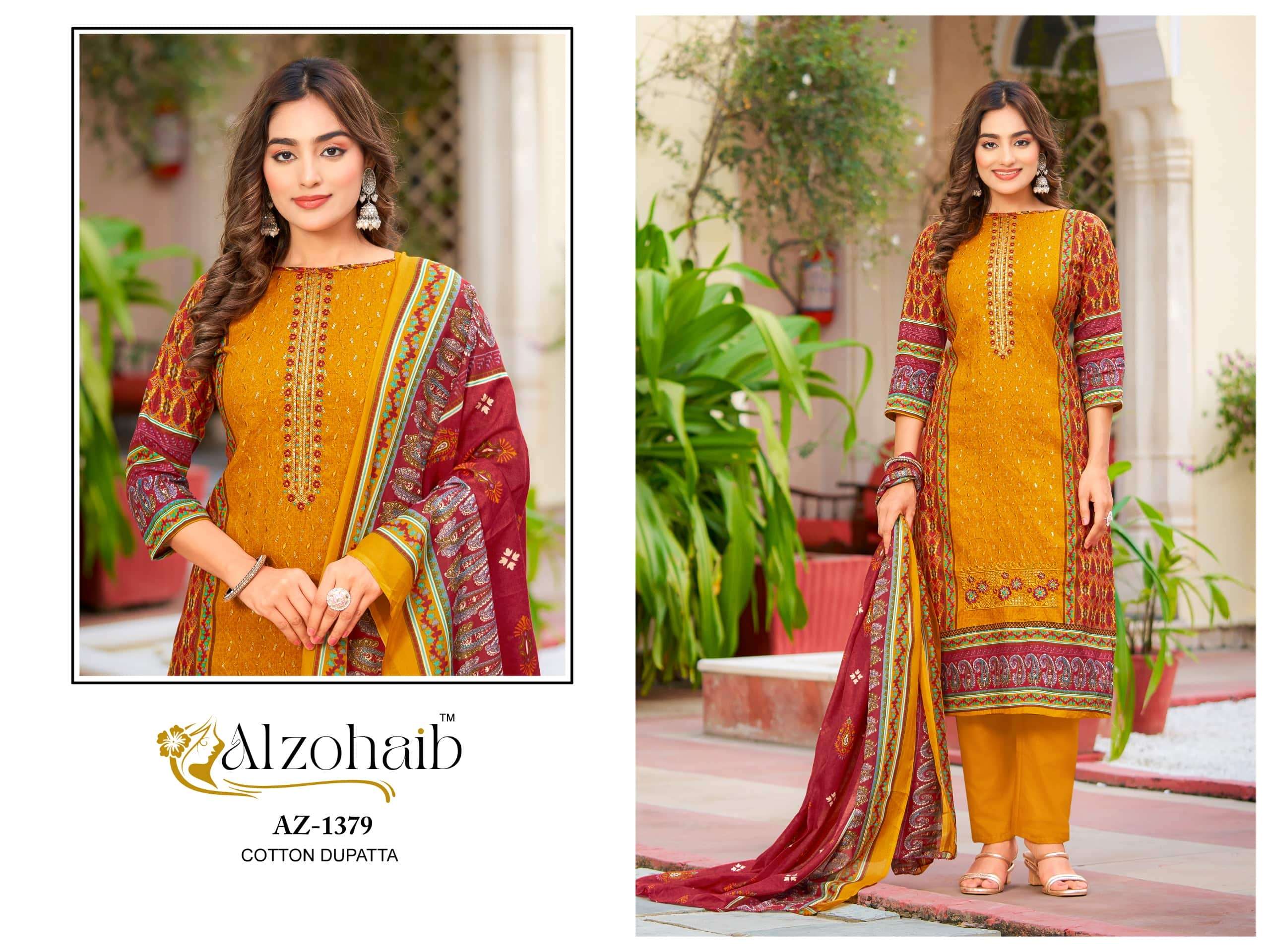 ALZOHAIB AZ-1379 TO AZ-1381 SERIES COTTON PRINTED PAKISTANI DRESSES-00062