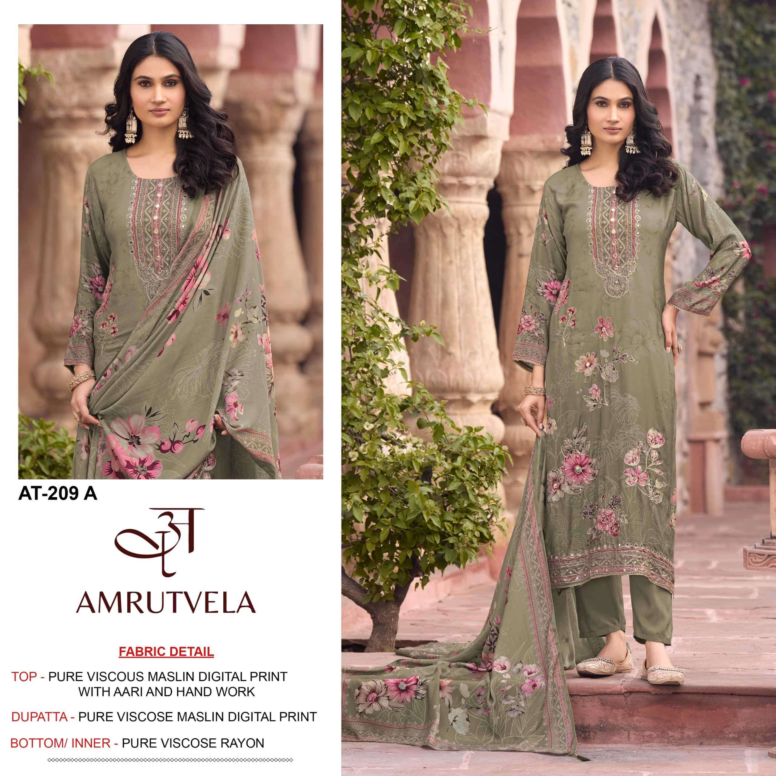 AMRUTVELA AT-209 A TO D SERIES VISCOSE MUSLIN EMBROIDERY PAKISTANI DRESSES-00062