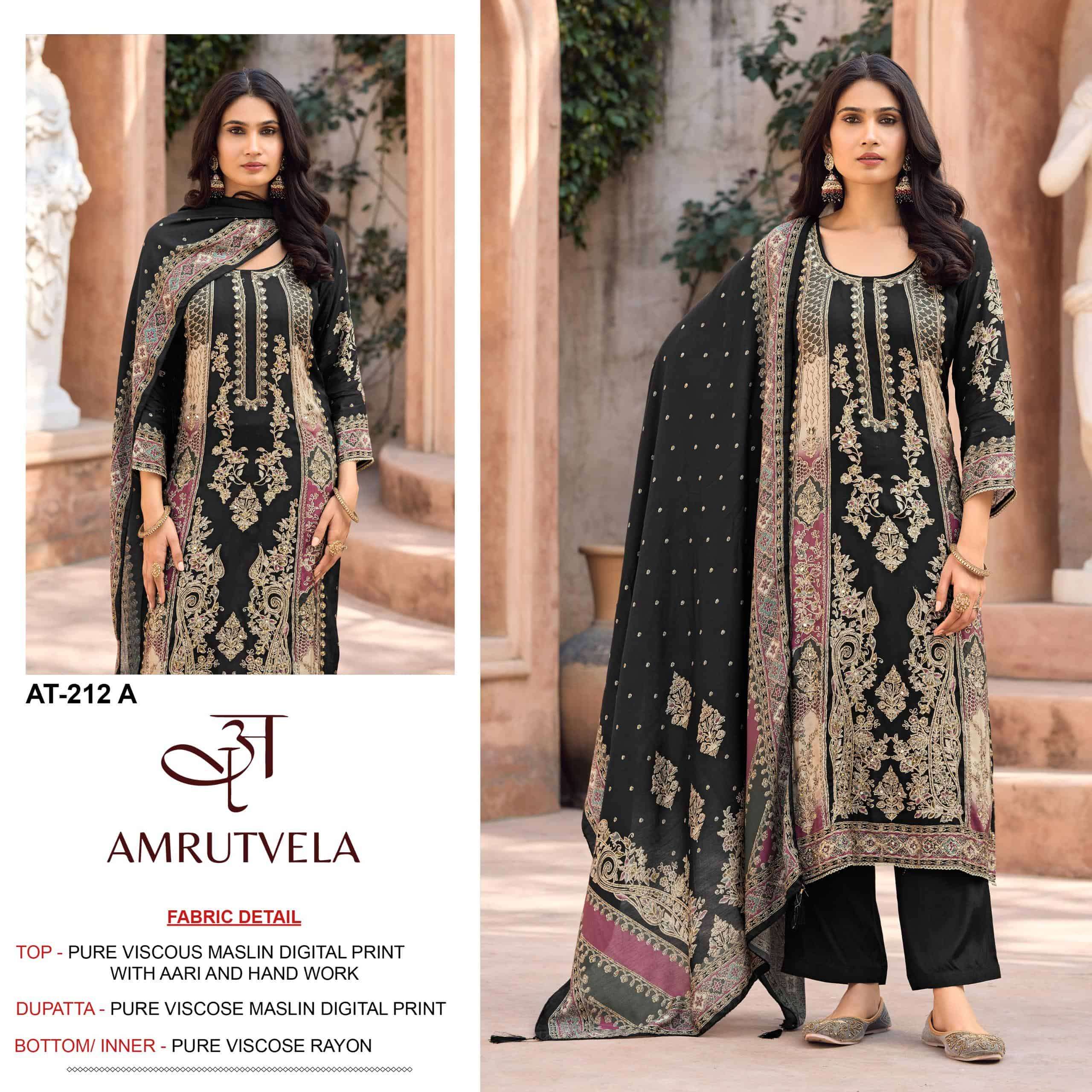 AMRUTVELA AT-212 A TO D SERIES VISCOSE MUSLIN EMBROIDERY PAKISTANI SUIT-00062