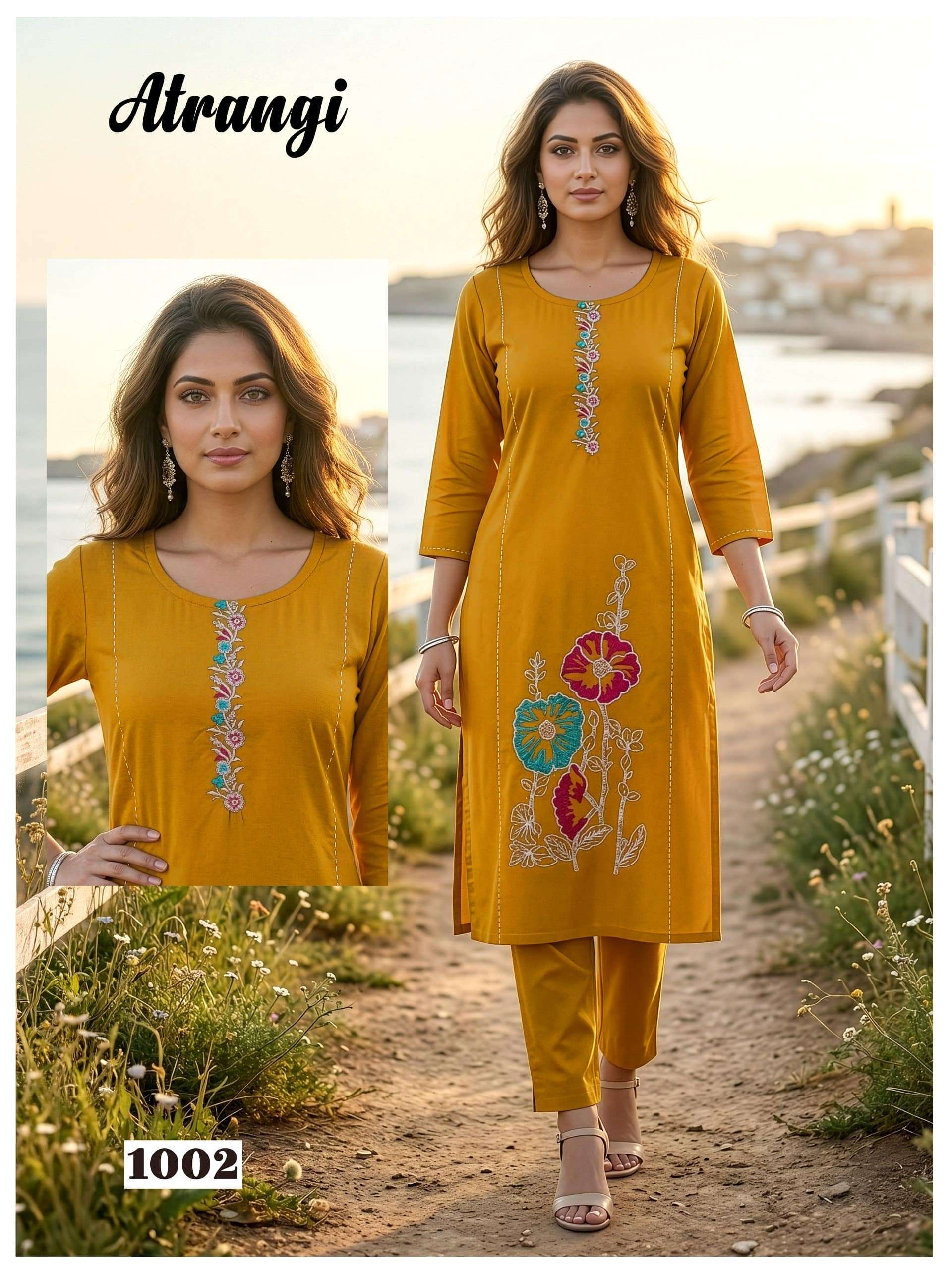 ATRANGI BY ASLIWHOLESALE COTTON EMBROIDERY WORK TOP WITH PENT - 00320