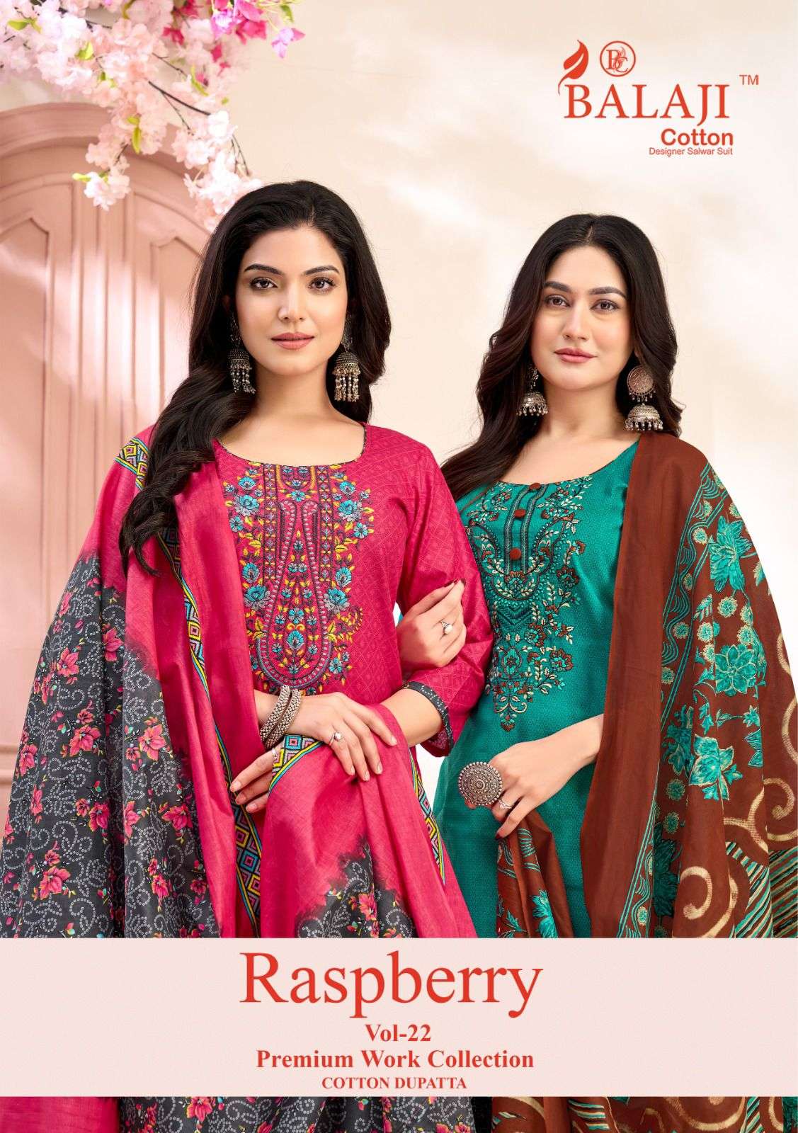 BALAJI COTTON RASPBERRY VOL-22 22001 TO 220012 SERIES COTTON PRINTED PATIYALA DRESSES-00015