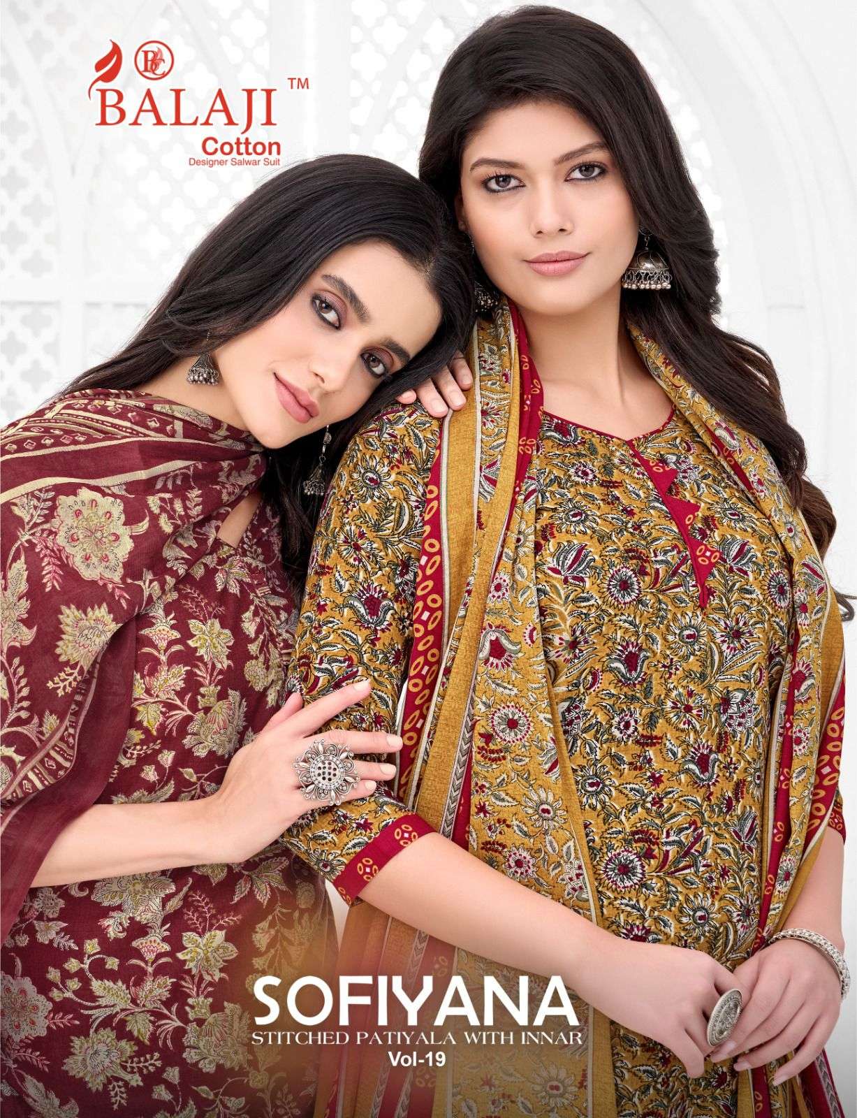 BALAJI SOFIYANA VOL-19 19001 TO 190012 SERIES COTTON PRINTED PREMIUM STITCHED SUIT SET-00015