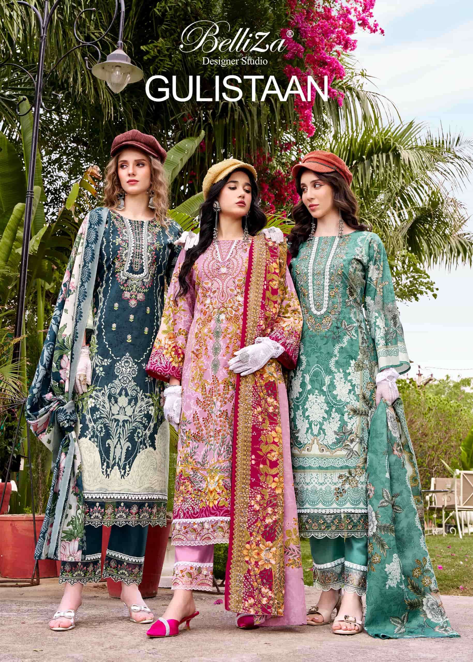 BELLIZA GULISTAAN 001 TO 008 SERIES EMBROIDERY COTTON PAKISTANI SUITS SET-00011