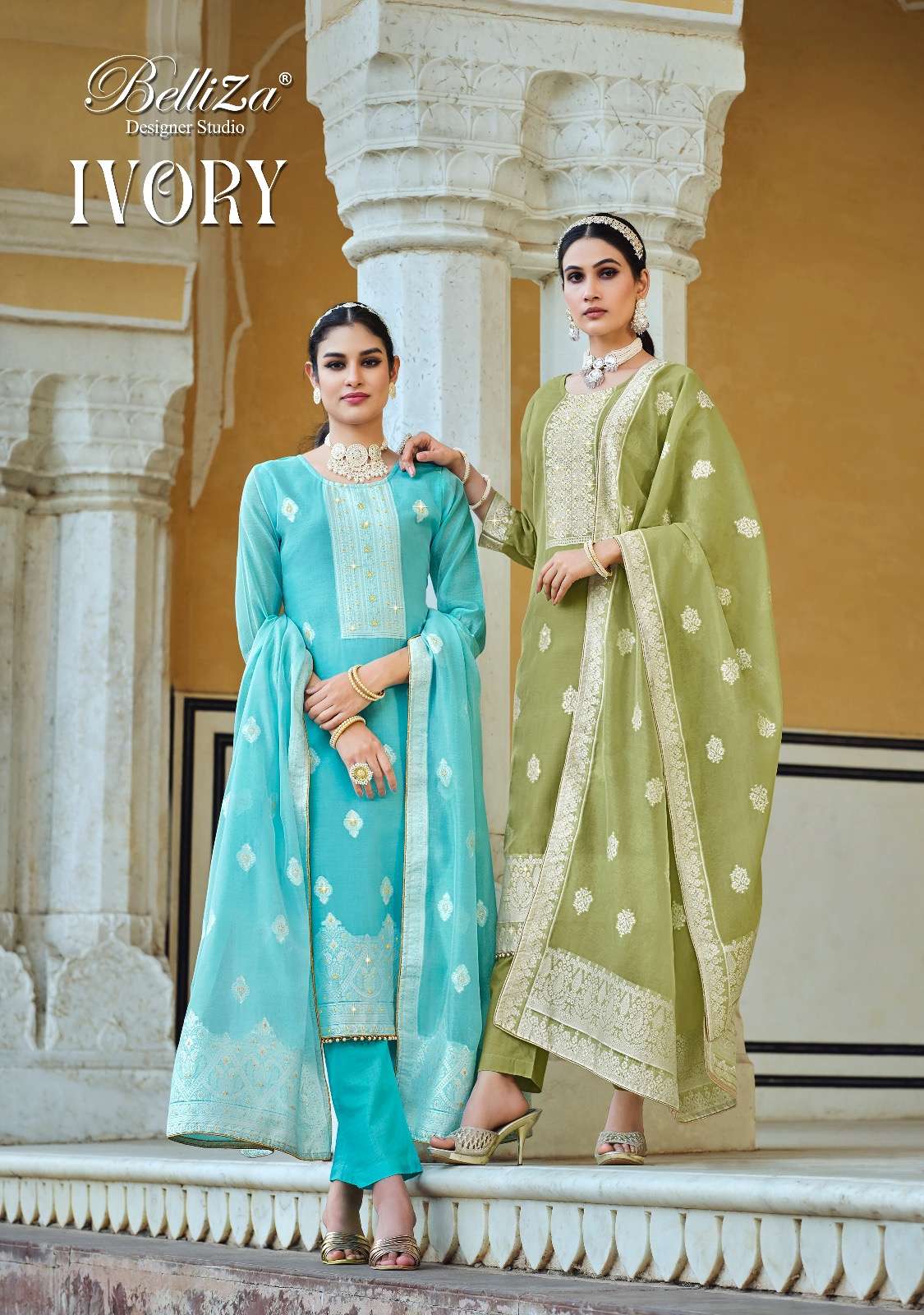 BELLIZA IVORY 001 TO 006 SERIES COTTON EMBROIDERY UNSTITCHED DRESSES-00011