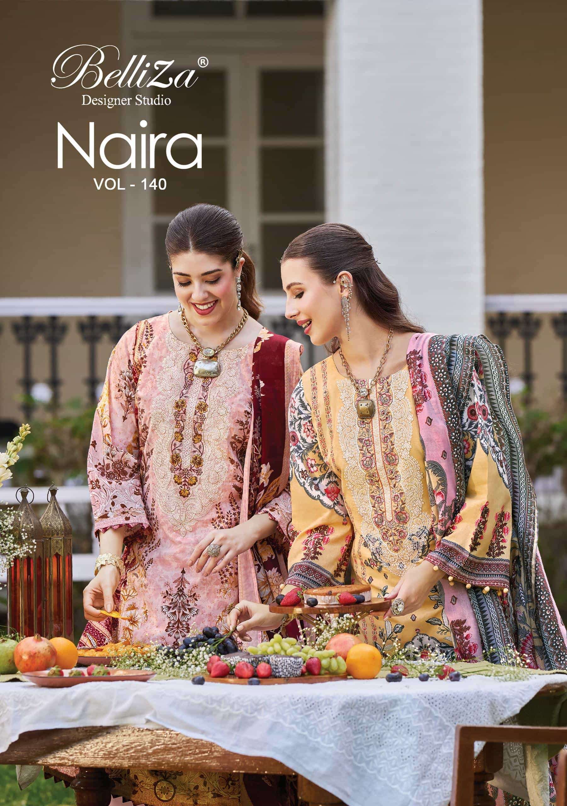BELLIZA NAIRA VOL-140 01 TO 06 SERIES COTTON EMBROIDERY PAKISTANI SUITS SET-00062
