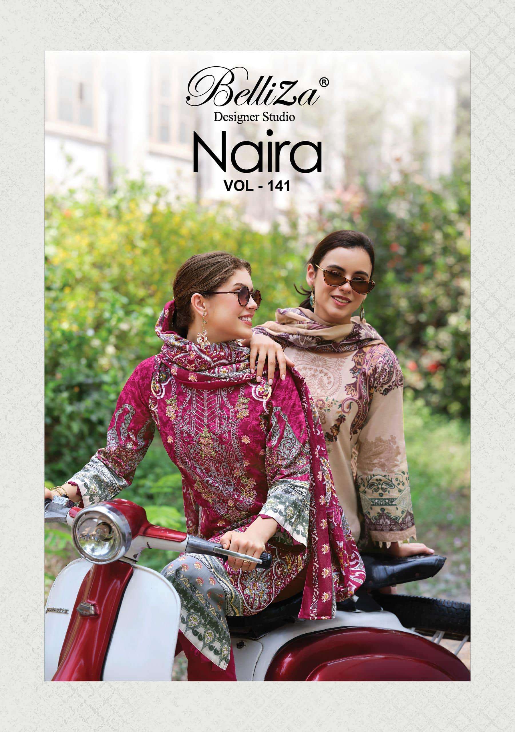 BELLIZA NAIRA VOL-141 001 TO 008 SERIES COTTON PRINTED PAKISTANI SUITS SET-00062