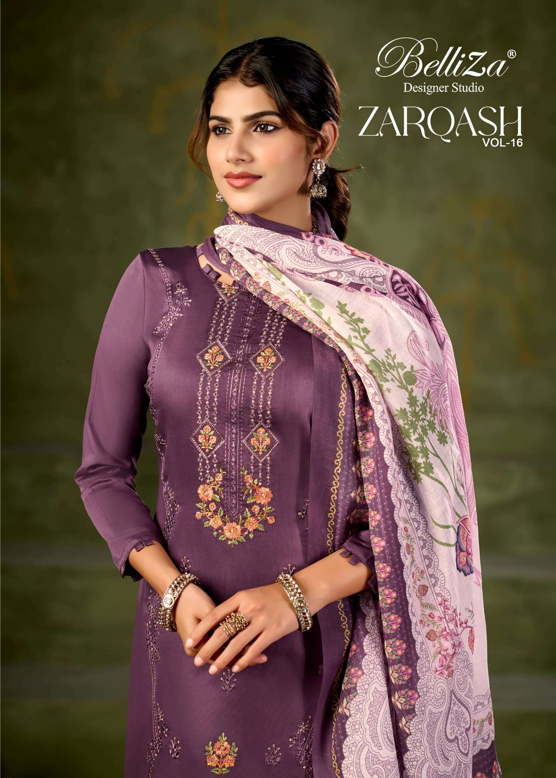 BELLIZA ZARQASH VOL-16 01 TO 06 SERIES PREMIUM JAAM PRINTED PAKISTANI DRESSES-00201