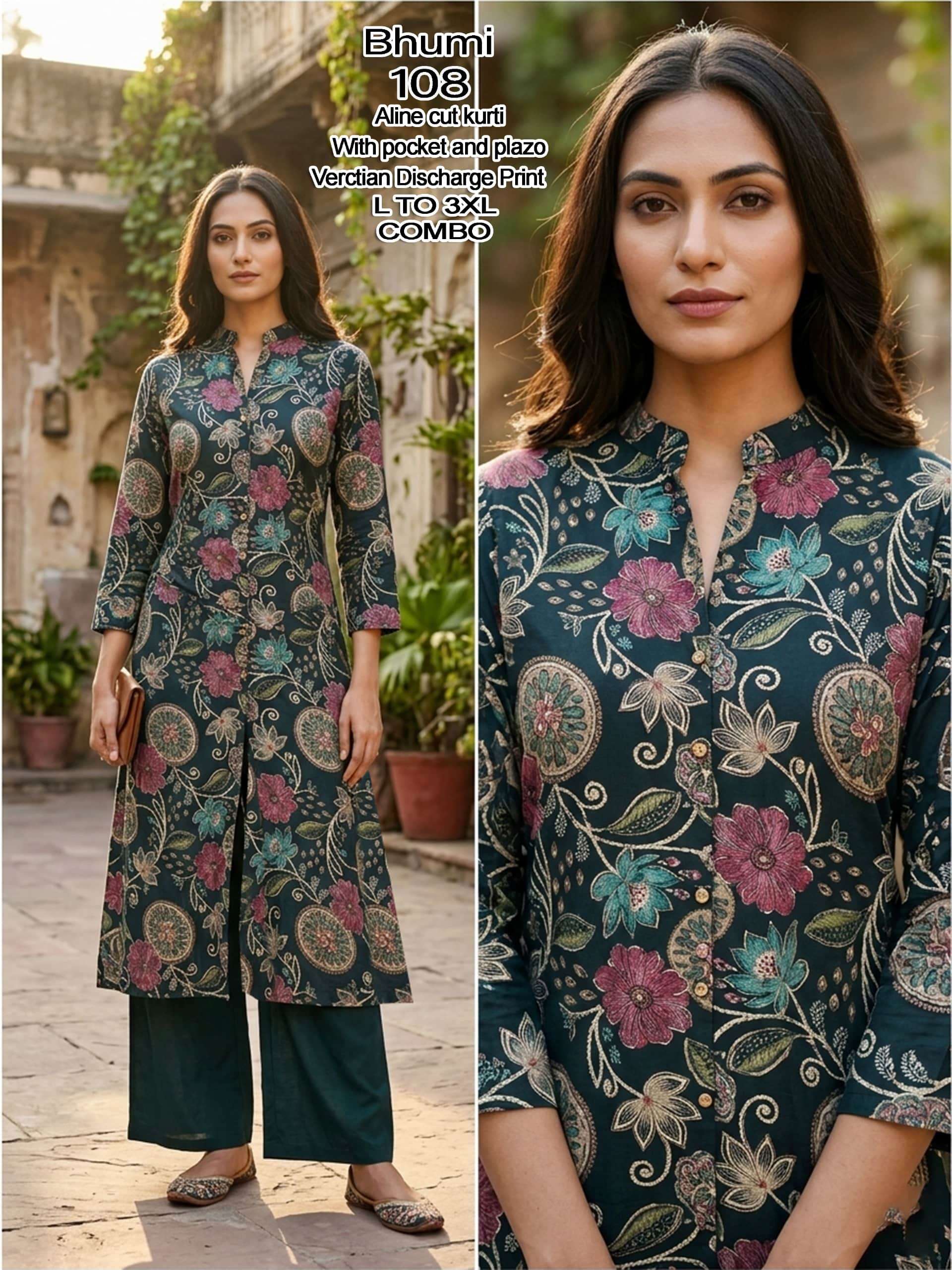 BHUMI BY ASLIWHOLESALE VATICAN SILK PRINTED STITCHED KURTIS SET-00320