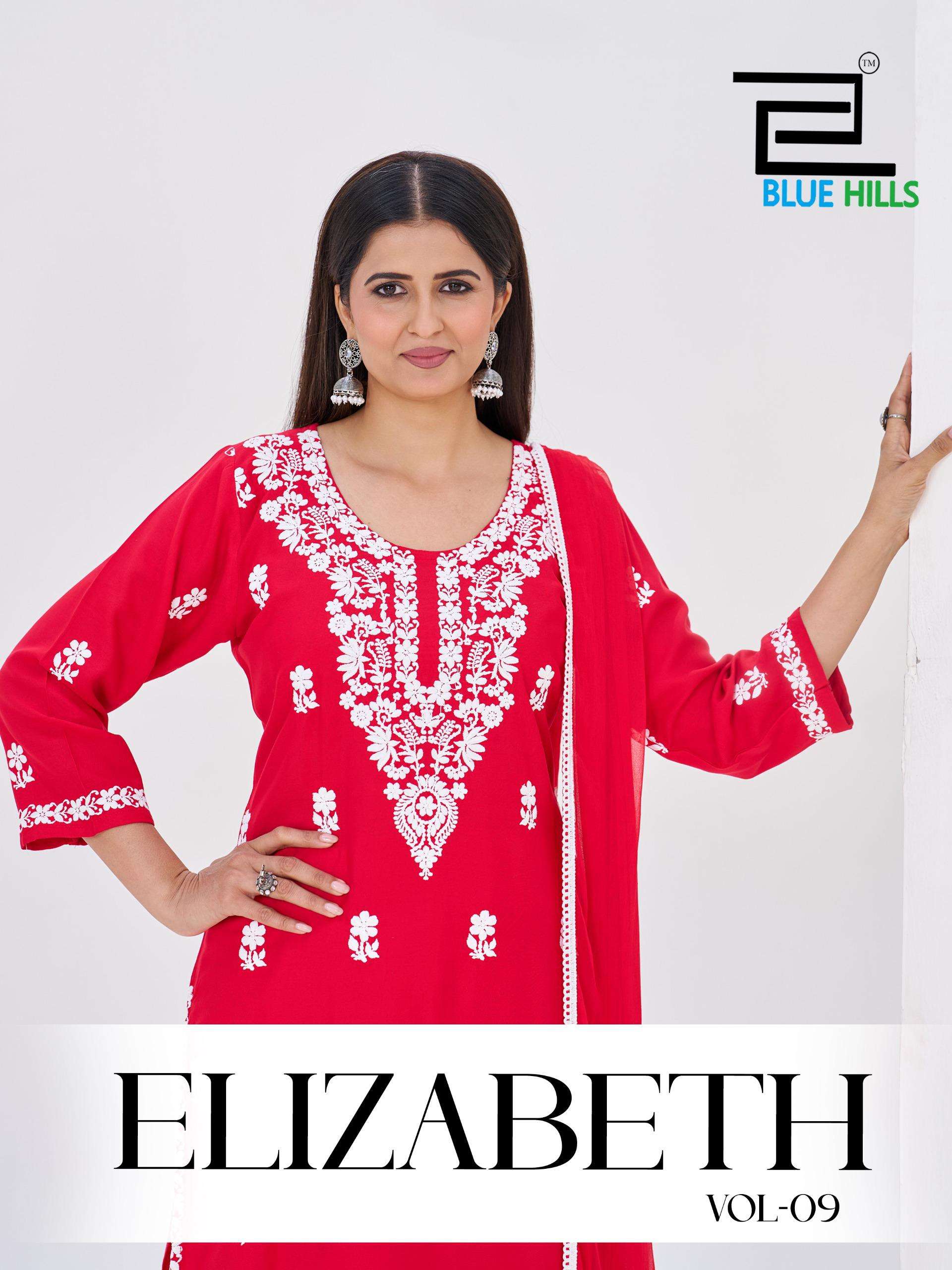 BLUE HILLS ELIZABETH VOL-9 5309 TO 5312 SERIES  RAYON EMBROIDERY THREAD WORK DRESSES-00099