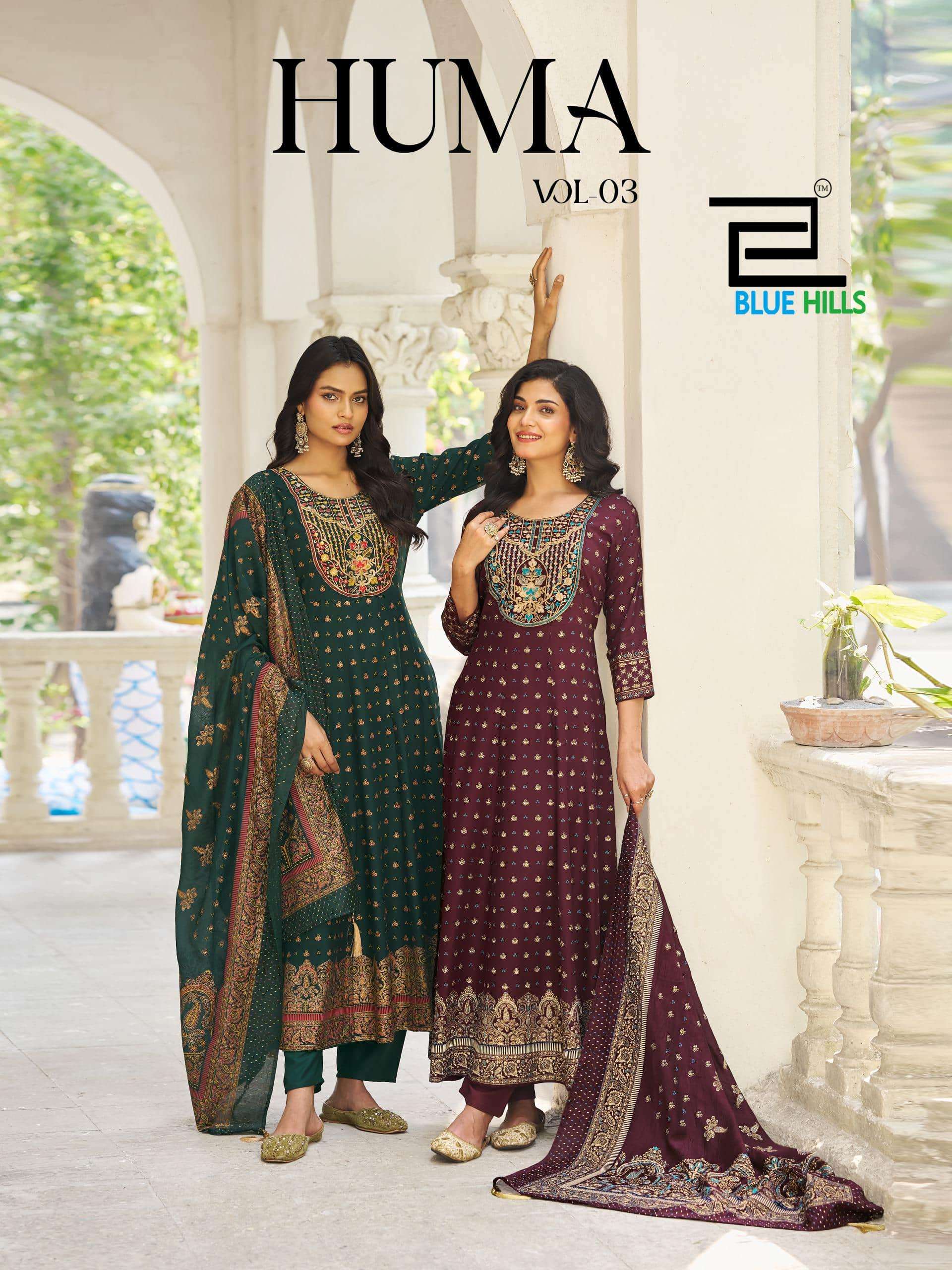 BLUE HILLS HUMA 5297 TO 5302 SERIES CHANDERI WITH SEQUNCE EMBROIDERY DRESSES - 00099