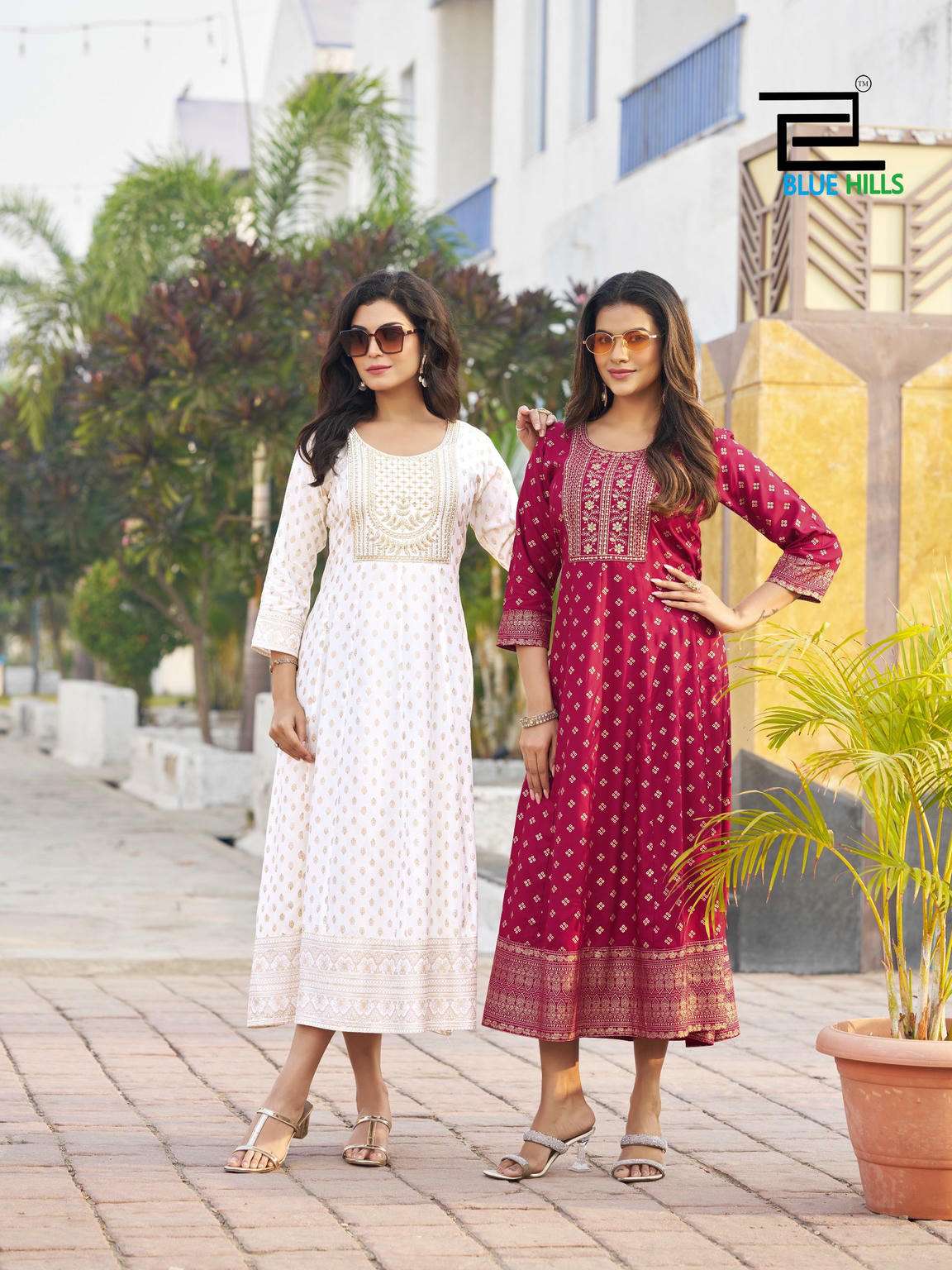 BLUE HILLS LOPEZ 5229 TO 5234 SERIES RAYON EMBROIDERY ANARKALI GOWN - 00099