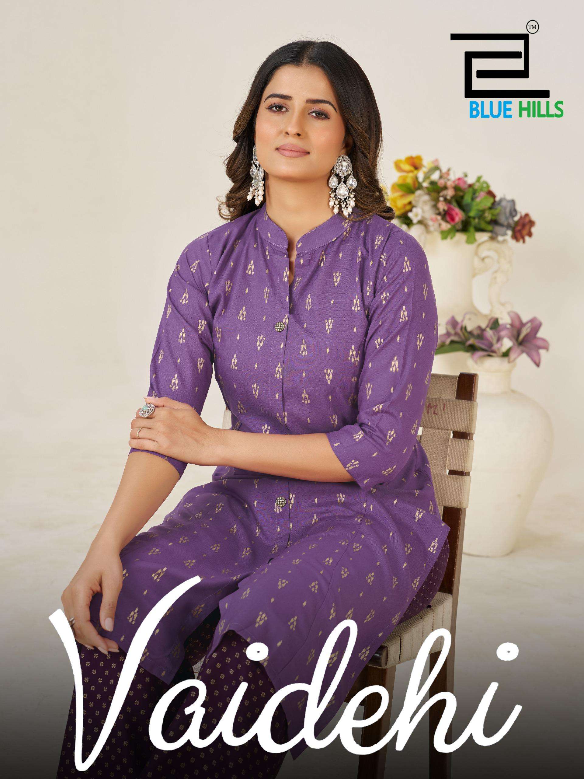 BLUE HILLS VAIDHEHI 5375 TO 5380 SERIES RAYON PRINTED KURTIS-00099