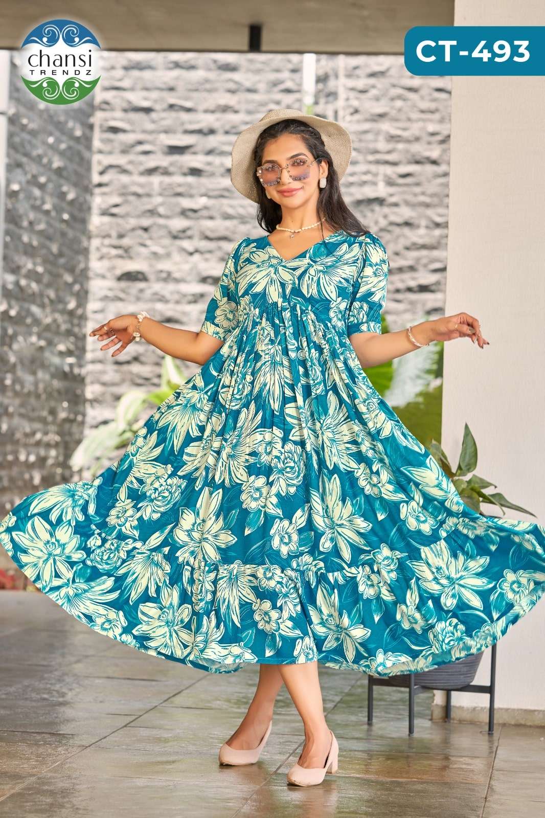CHANSI TRENDZ RAMBHA CT-485 TO CT-489 SERIES RAYON PRINTED ANARKALI KURTIS-00303