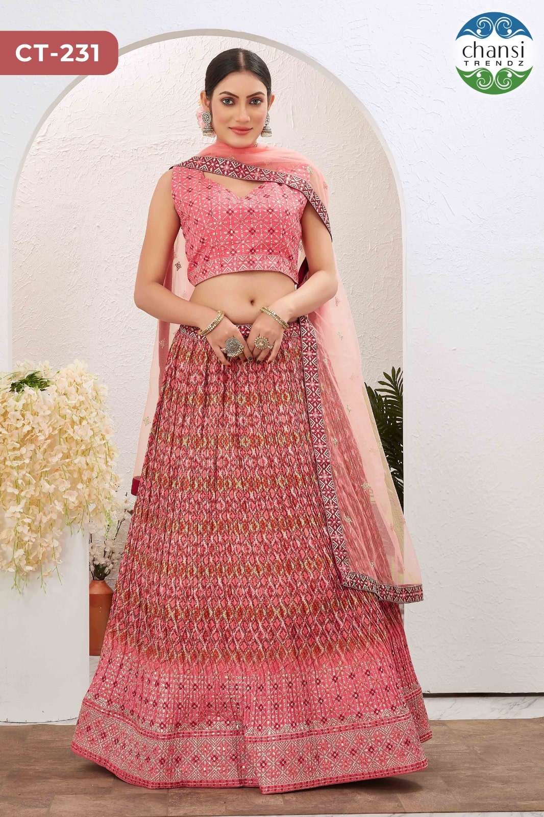 CHANSI TRENDZ SRIDEVI CHINON SILK READYMADE LEHENGAS-00303