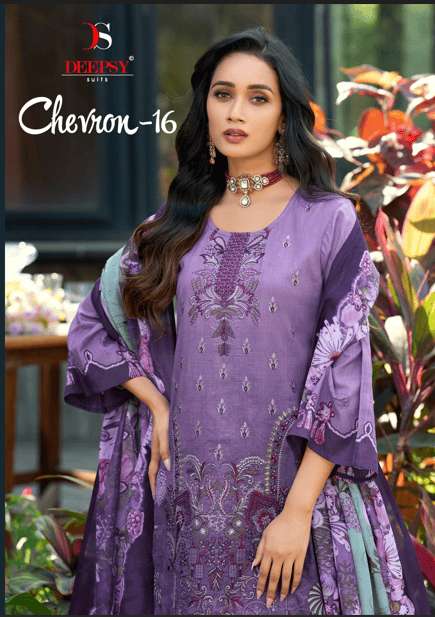 DEEPSY SUIT CHEVERON VOL-16 1601 TO 1606 SERIES COTTON EMBROIDERY PAKISTANI SUIT-00011