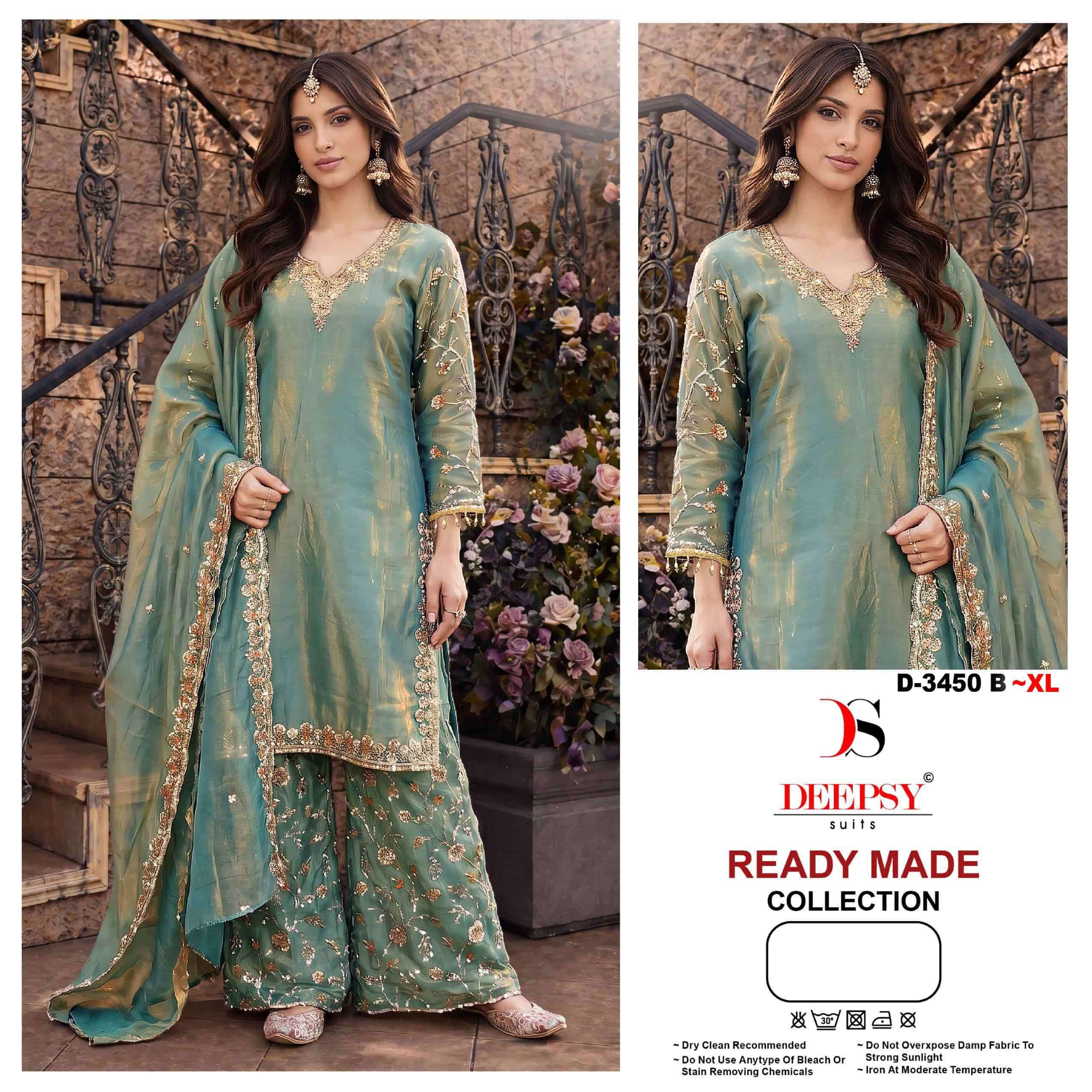DEEPSY SUIT D-3450 A TO D SERIES SATIN EMBROIDERY PAKISTANI STITCHED DRESSES-00011