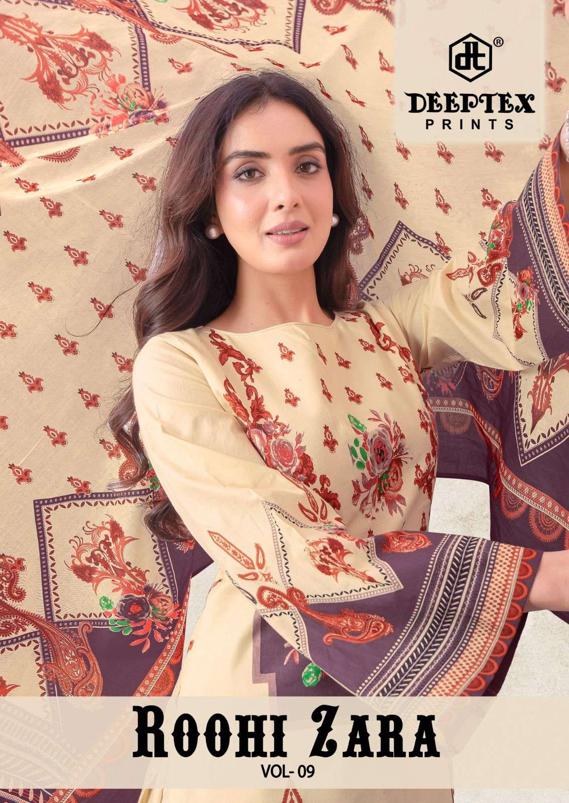 DEEPTEX ROOHI ZARA VOL-9 01 TO 08 SERIES COTTON UNSTITCHED PRINTED DRESSES-00015