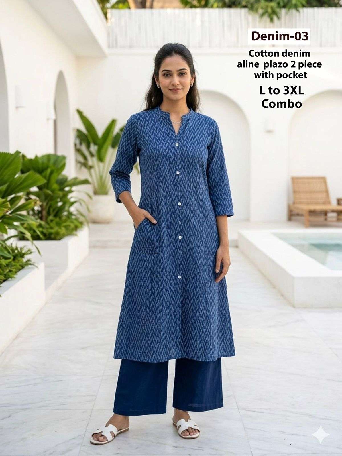 DENIM BY ASLIWHOLESALE COTTON DENIM STITCHED KURTIS SET-00320