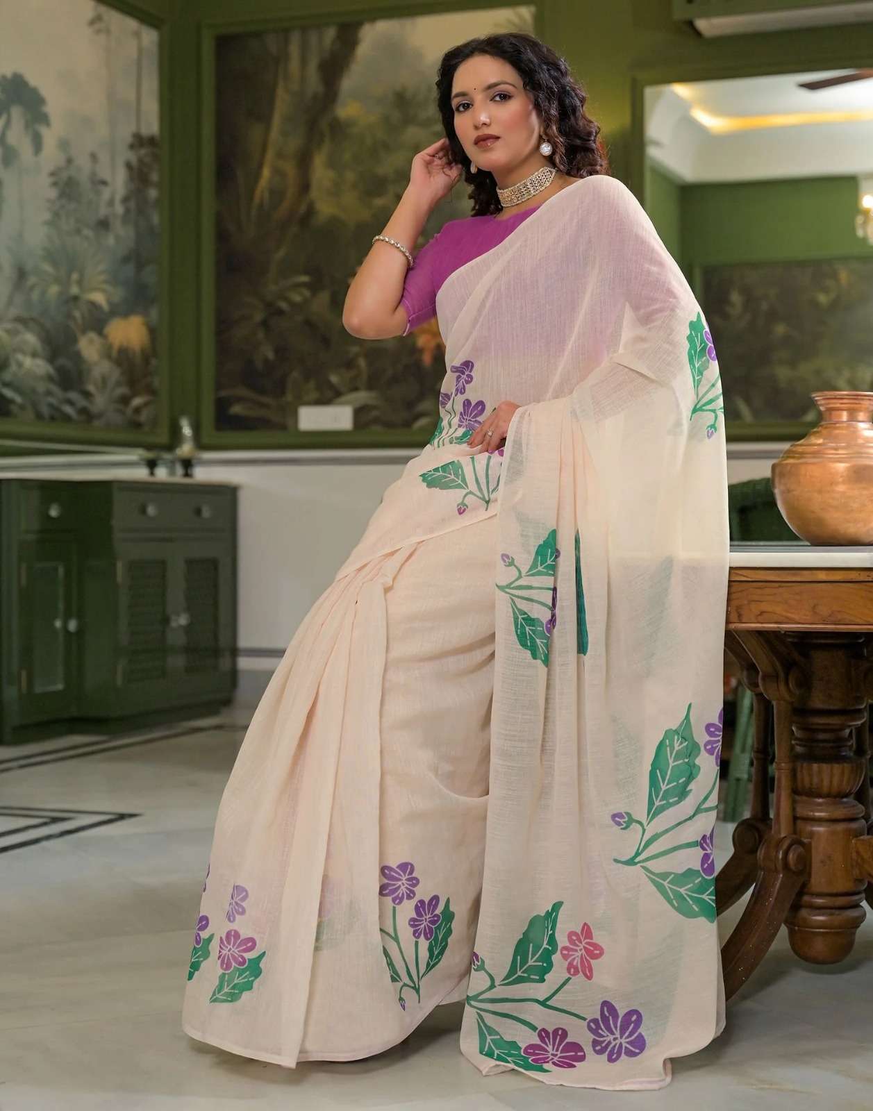 DEVYANI VOL-190 BY ASLIWHOLESALE LINEN PRINTED SAREES-00259
