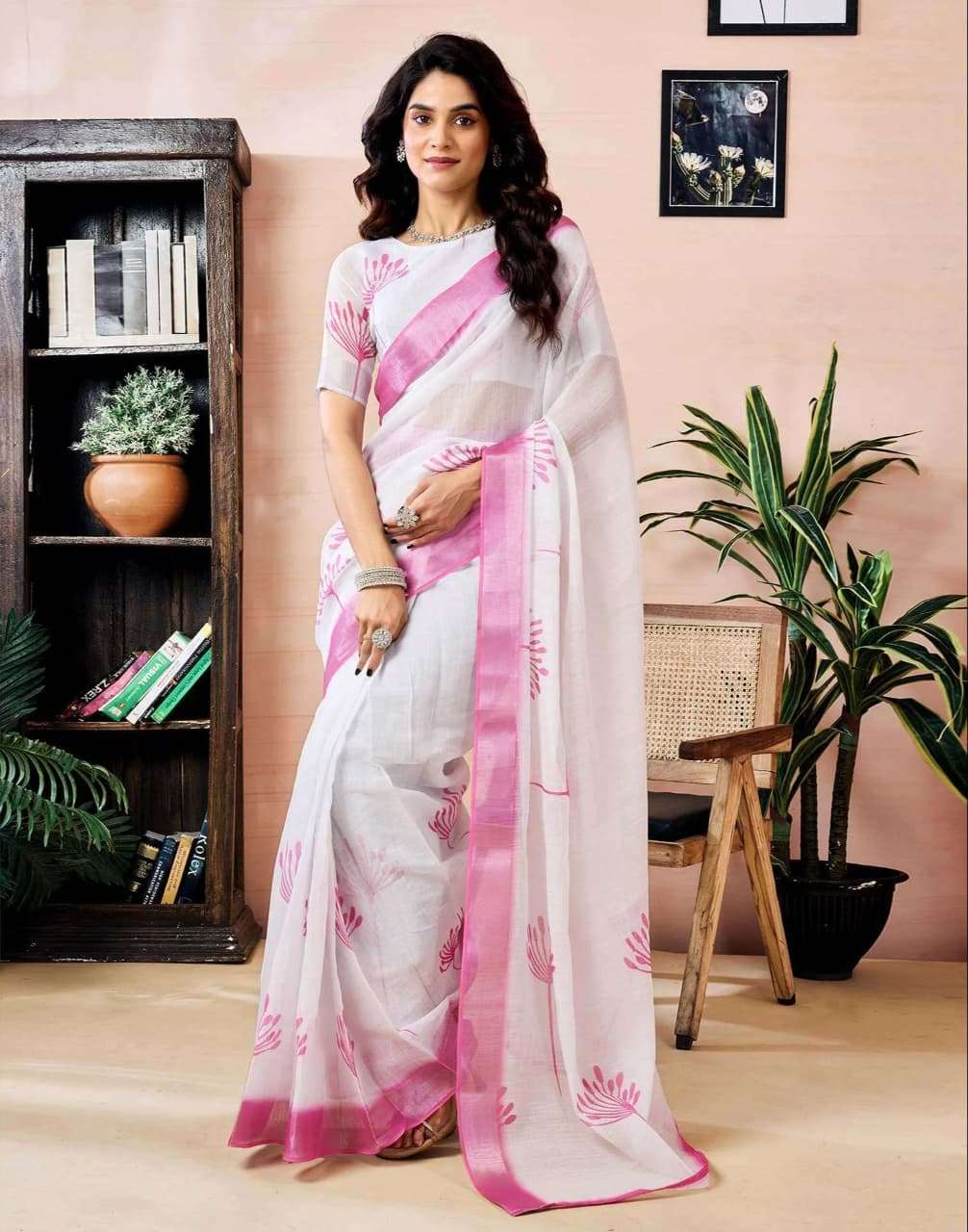 DEVYANI VOL-207 BY ASLIWHOLESALE LINEN COTTON PRINTED SAREES - 00259