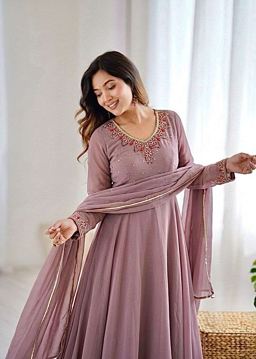 DN-578 BY ASLIWHOLESALE FAUX GEORGETTE ANARKALI DRESSES - 00232