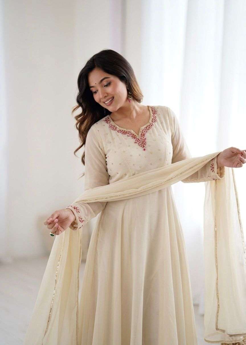 DN-585 BY ASLIWHOLESALE FAUX GEORGETTE ANARKALI DRESSES - 00232