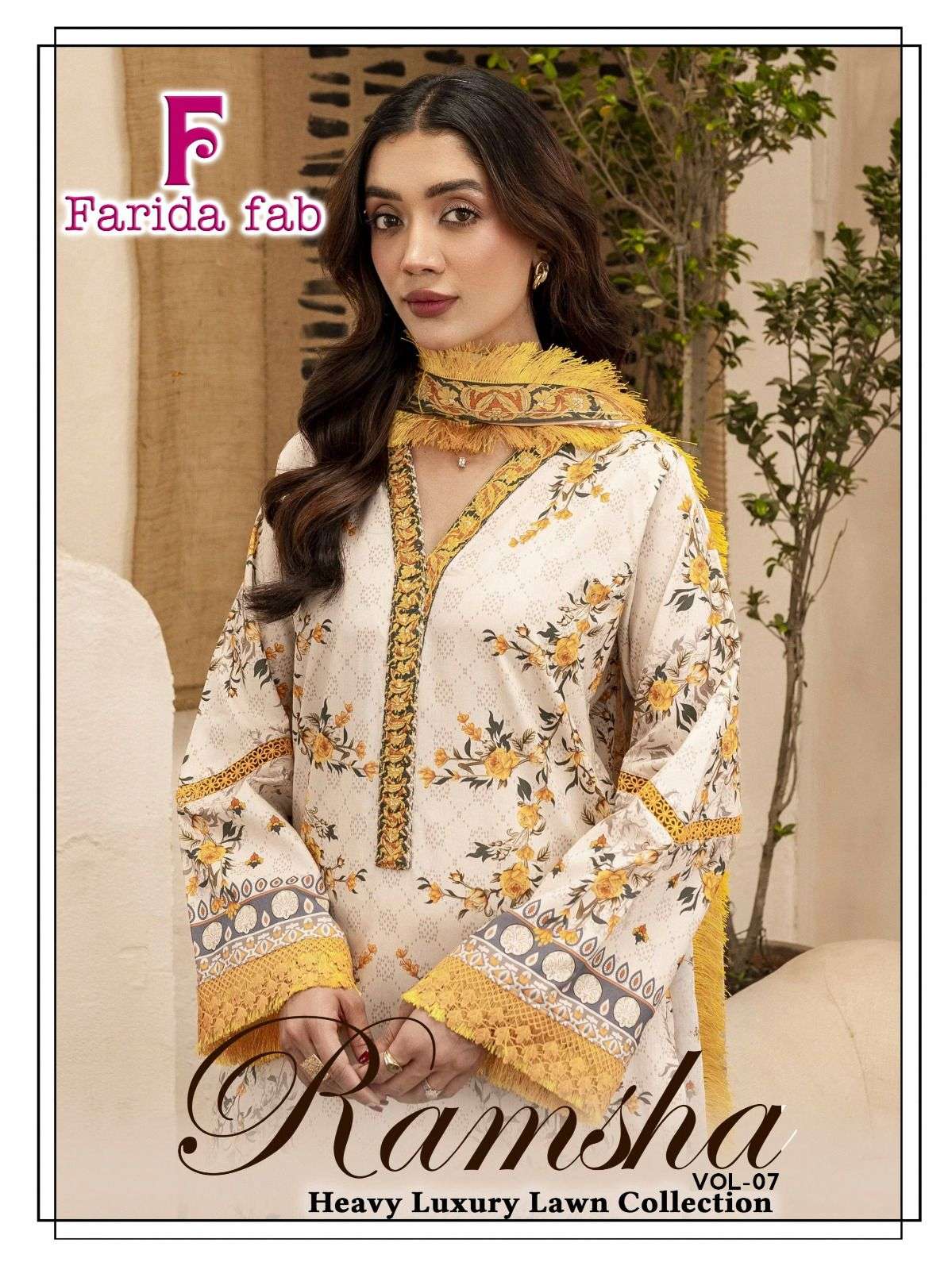 FARIDA FAB RAMSHA VOL-07 7001 TO 7006 SERIES COTTON UNSTITCHED PAKISTANI SUIT-00062