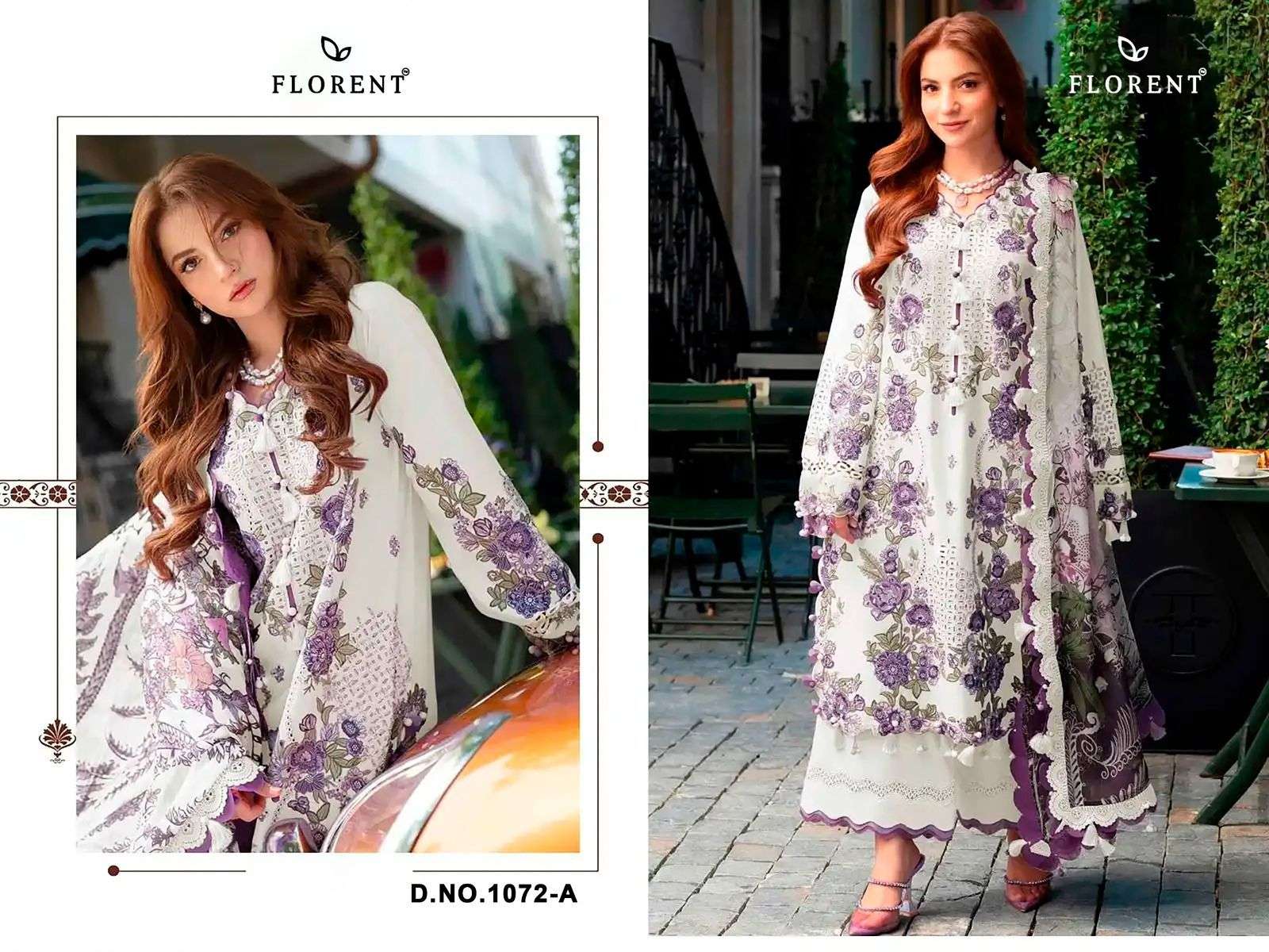 FLORENT 1072 A TO D SERIES CAMBRIC COTTON EMBROIDERY PAKISTANI SUIT SET-00062