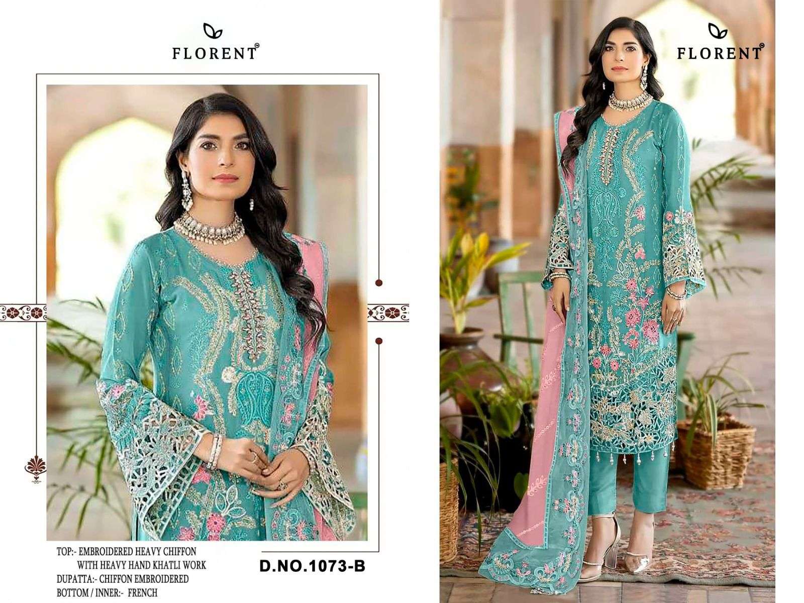 FLORENT 1073 A TO D SERIES CHIFFON EMBROIDERY PAKISTANI DRESSES-00062