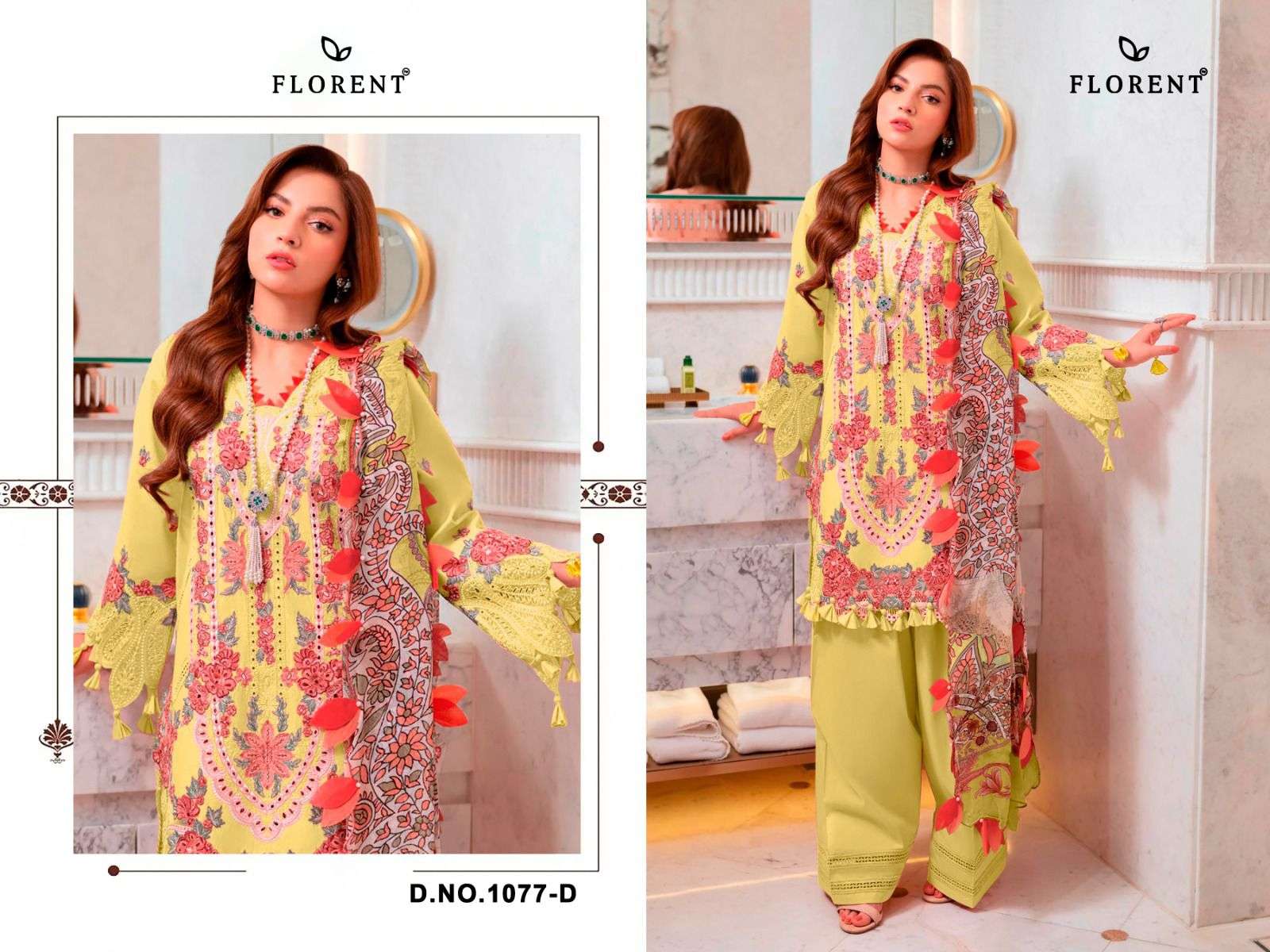 FLORENT 1077 A TO D SERIES CAMBRIC COTTON PRINTED PAKISTANI SUIT SET-00011