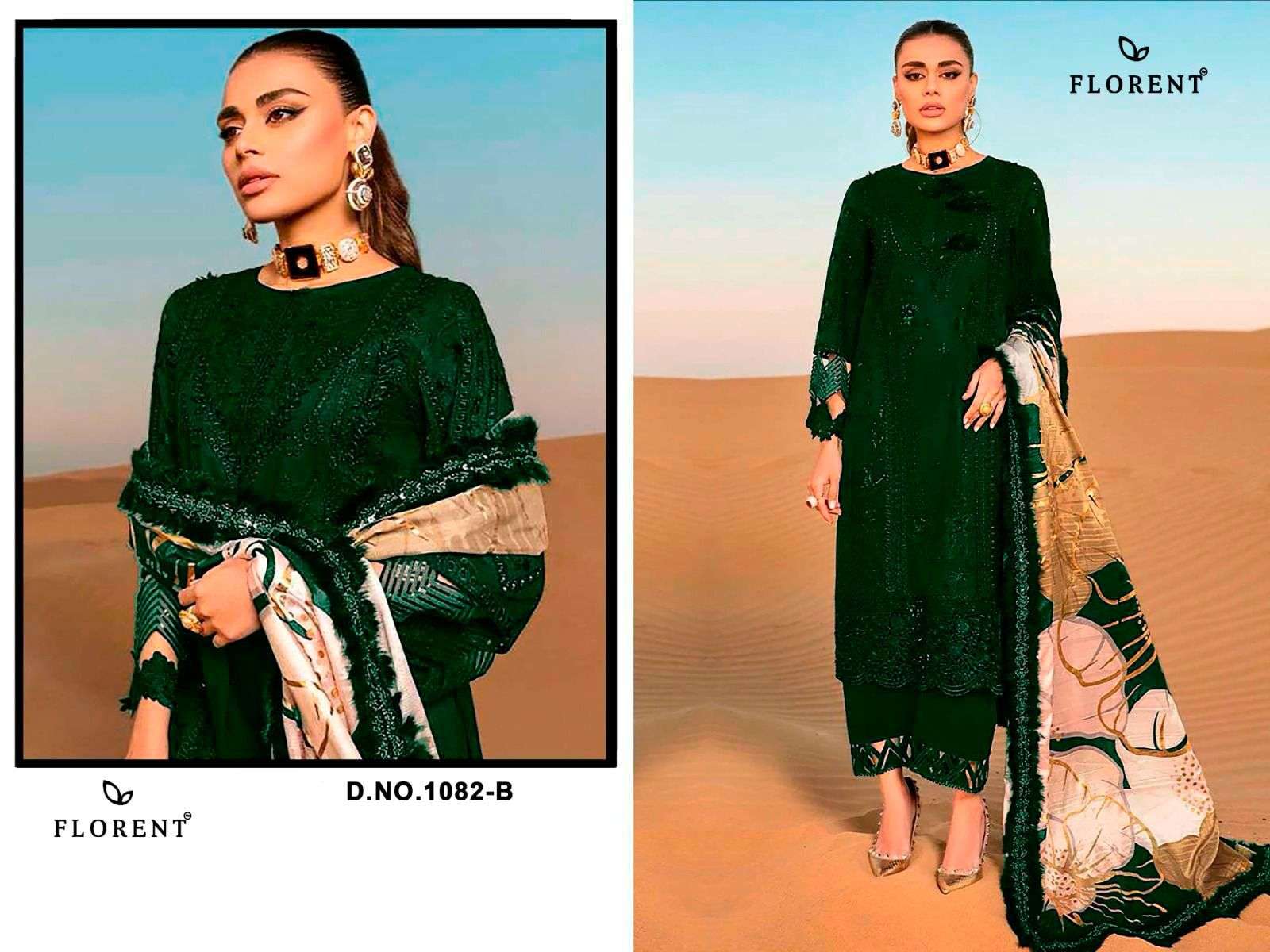 FLORENT 1082 A TO D SERIES RAYON COTTON EMBROIDERY SEMI-STITCHED PAKISTANI SUIT-00062