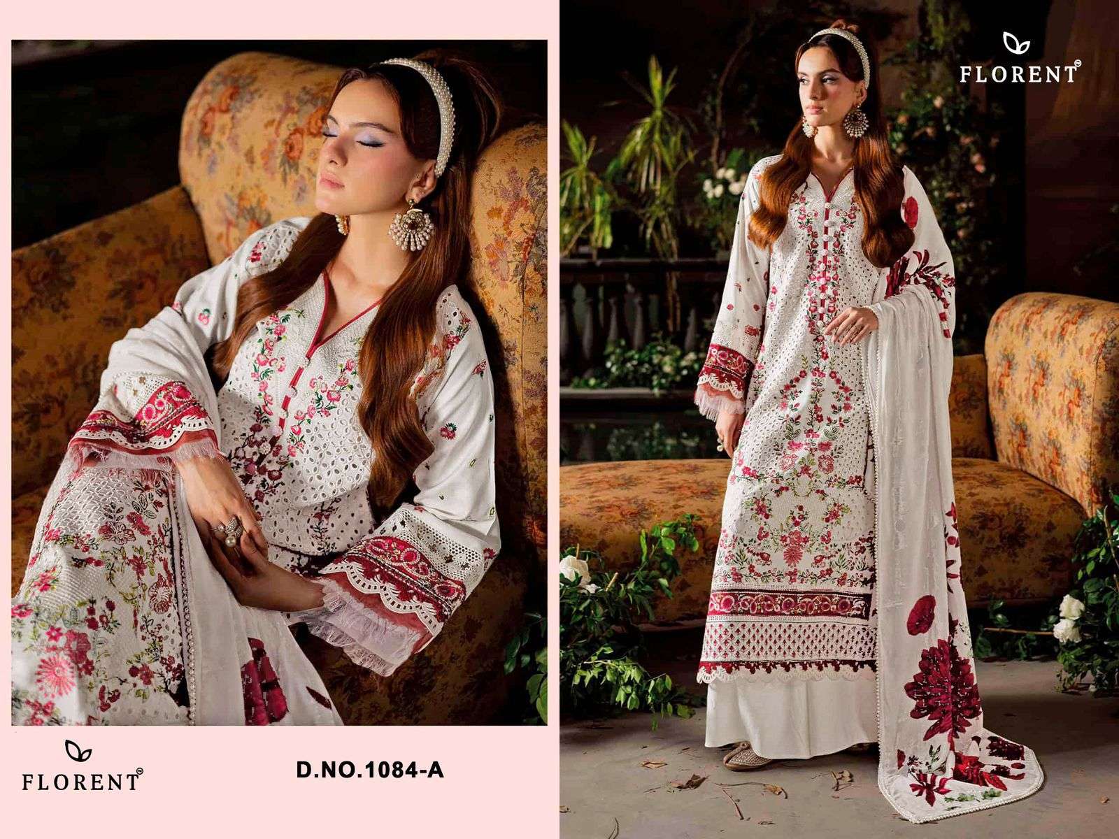 FLORENT 1084 A TO D SERIES CAMBRIC COTTON EMBROIDERY SUITS SET-00062