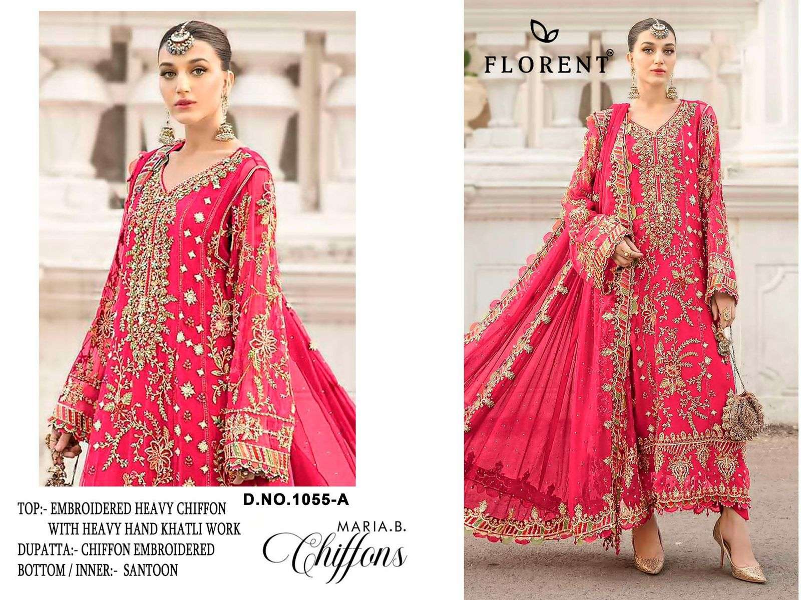 FLORENT 1055 A TO H SERIES CHIFFON PREMIUM EMBROIDERY PAKISTANI DRESSES SET-00071