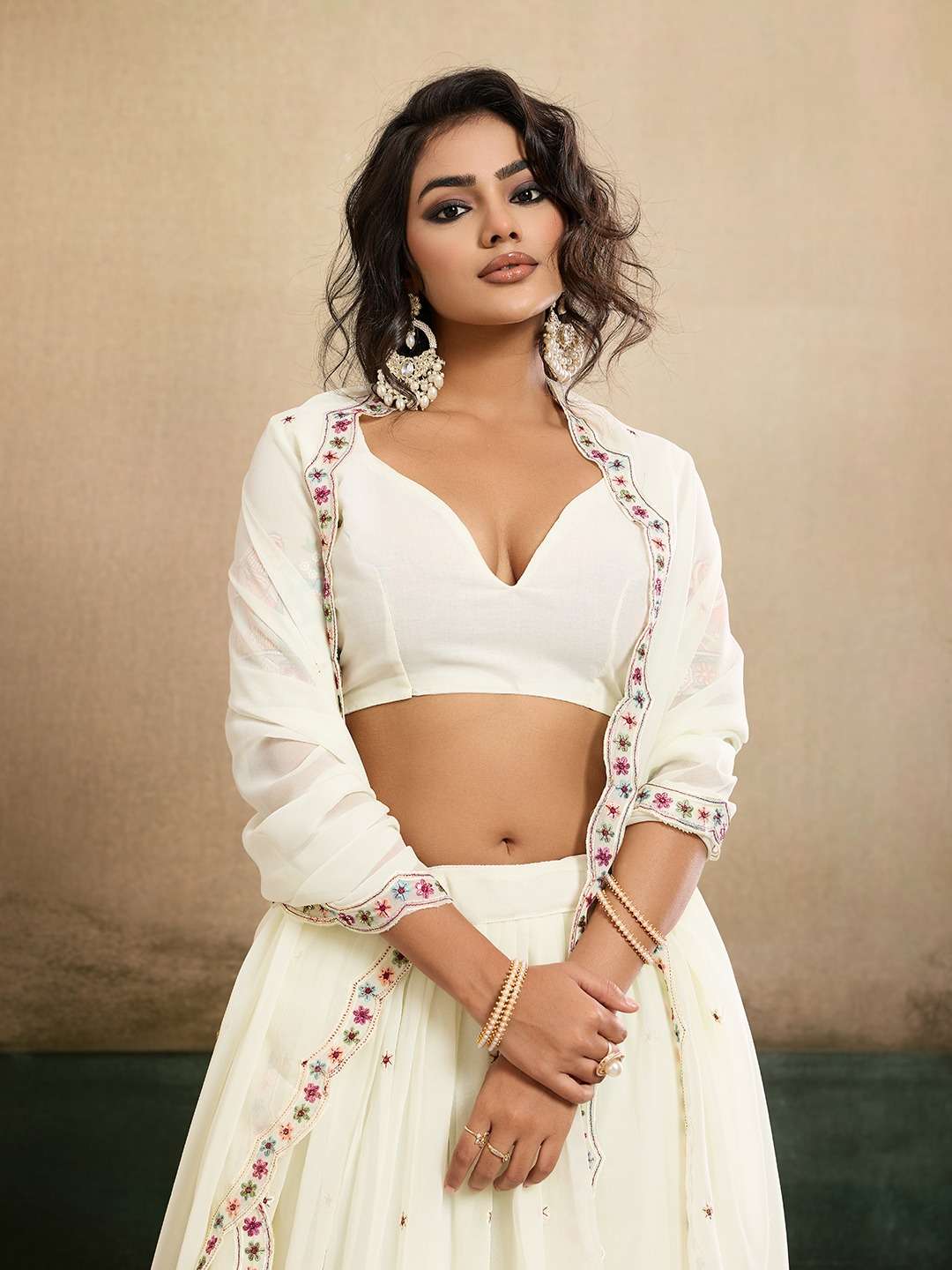 FOREST BY ASLIWHOLESALE GEORGETTE EMBROIDERY SEMI-STITCHED LEHENGAS-00066