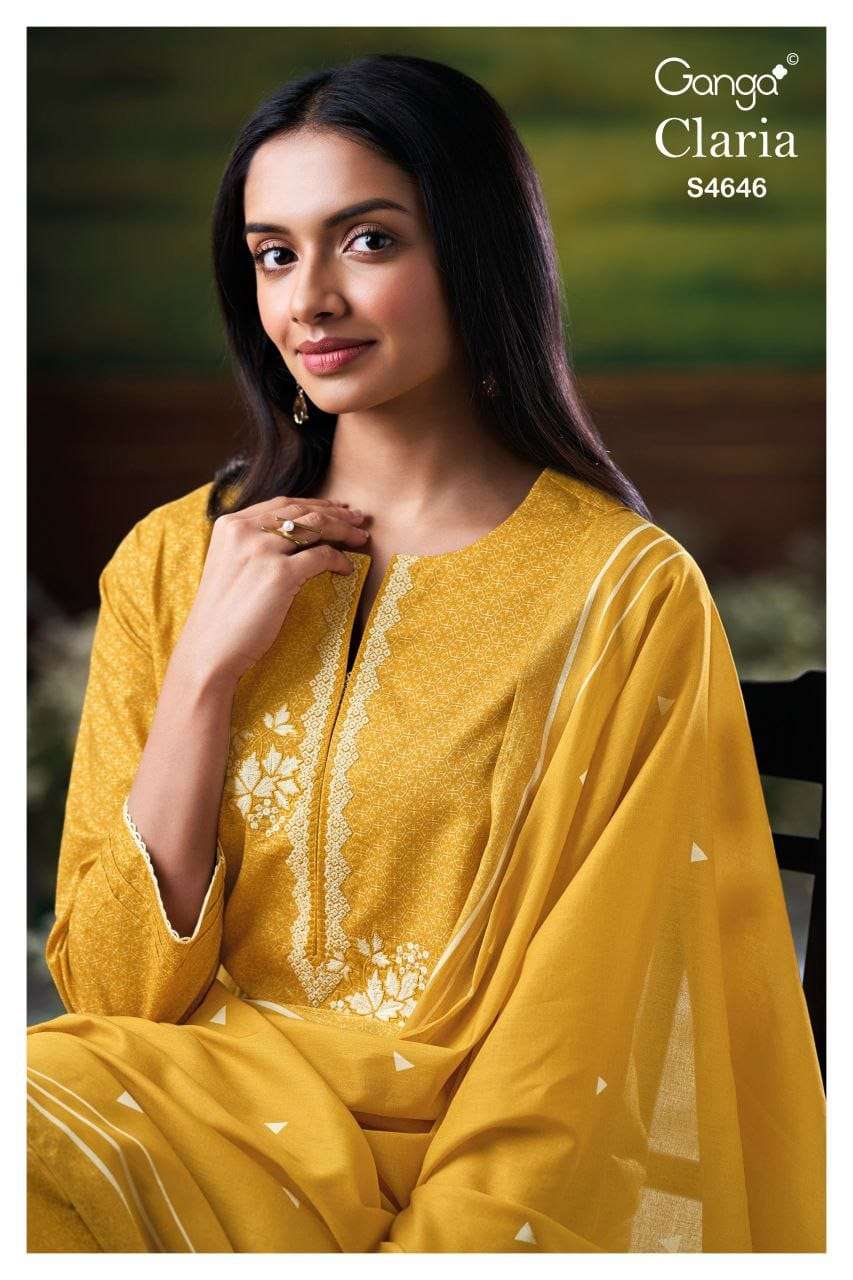 GANGA FASHION CLARIA S-4646 SERIES COTTON PRINTED SUIT SET-00252