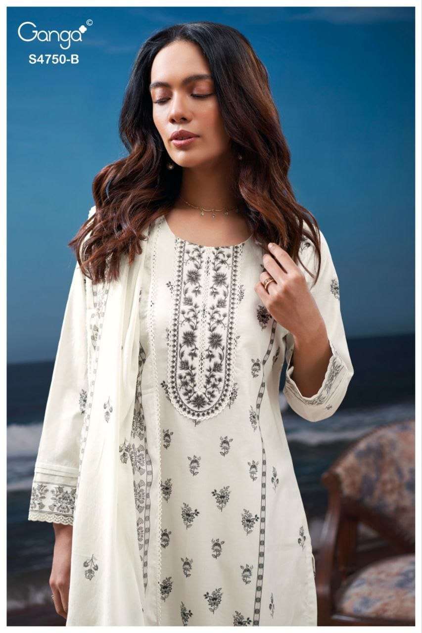 GANGA FASHION EAELITH S-4750 SERIES COTTON EMBROIDERY DRESSES - 00262