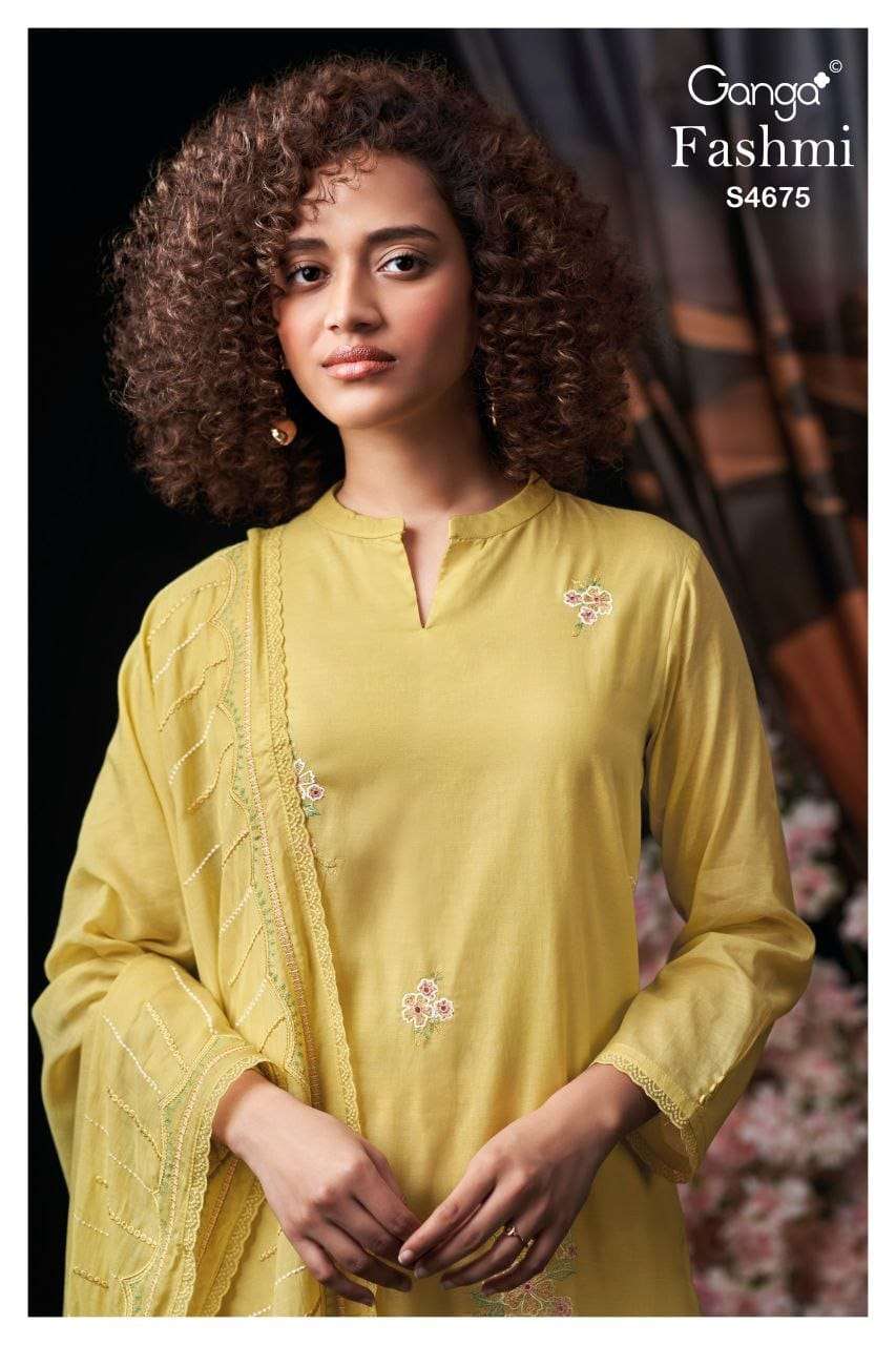 GANGA FASHION FASHMI S-4675 SERIES MUL COTTON EMBROIDERY DRESSES - 00252