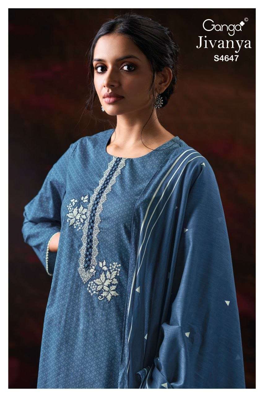GANGA FASHION JIVANYA S-4647 SERIES COTTON PRINTED PREMIUM DRESSES-00252