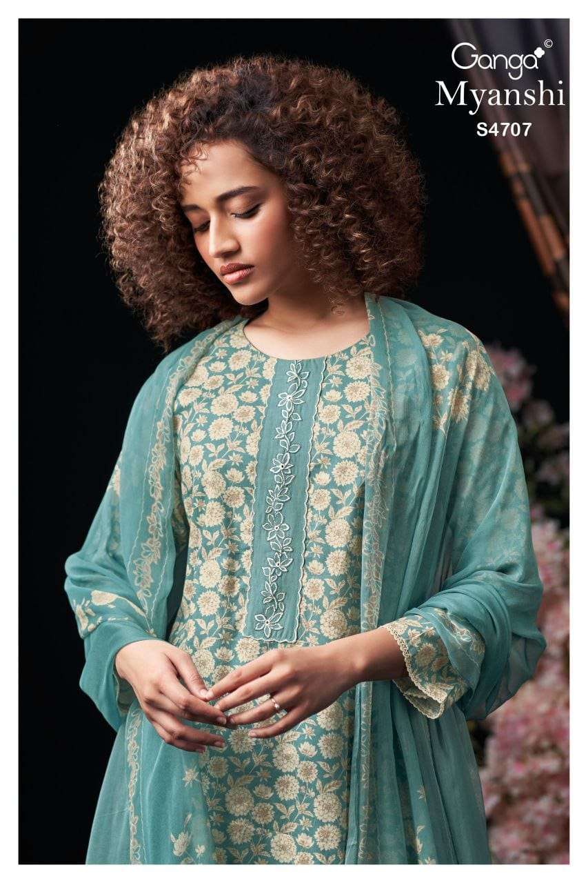 GANGA FASHION MYANSHI S-4707 SERIES COTTON PRINTED DRESSES - 00252