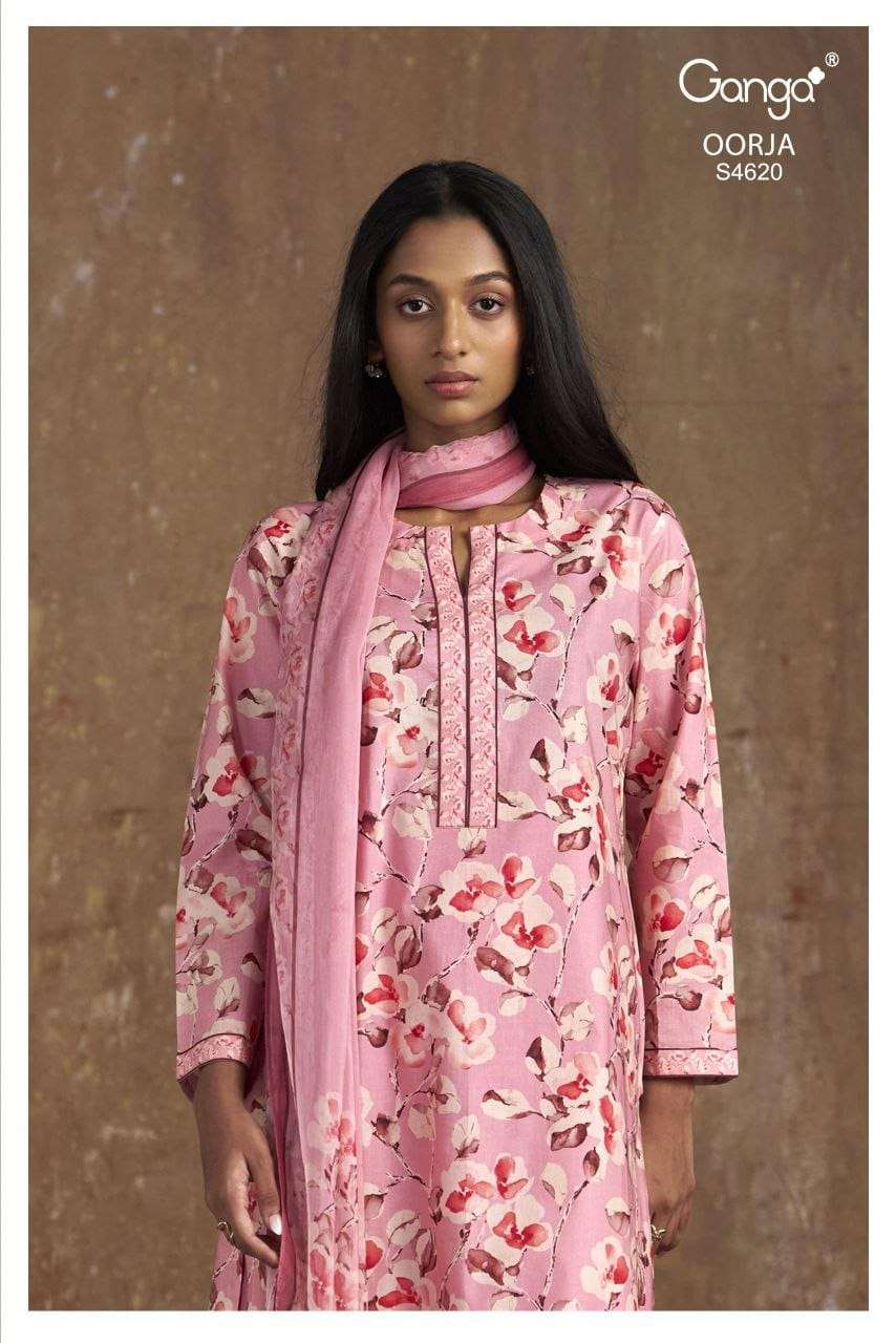 GANGA FASHION OORJA S-4620 SERIES COTTON PRINTED PREMIUM SUIT SET-00252