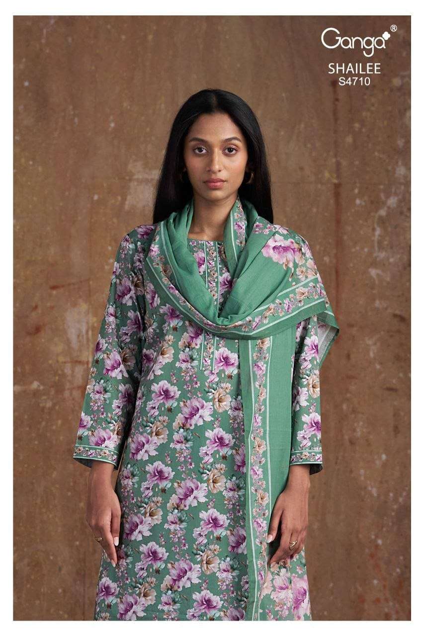 GANGA FASHION SHAILEE S-4710 SERIES PREMIUM COTTON UNSTITCHED SUIT-00252