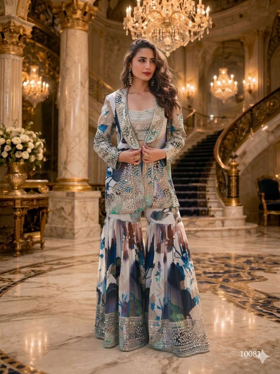 GLOD BY ASLIWHOLESALE CHINON SILK EMBROIDERY SEQUNCE WORK AND MIRROR WORK LEHENGAS - 00265