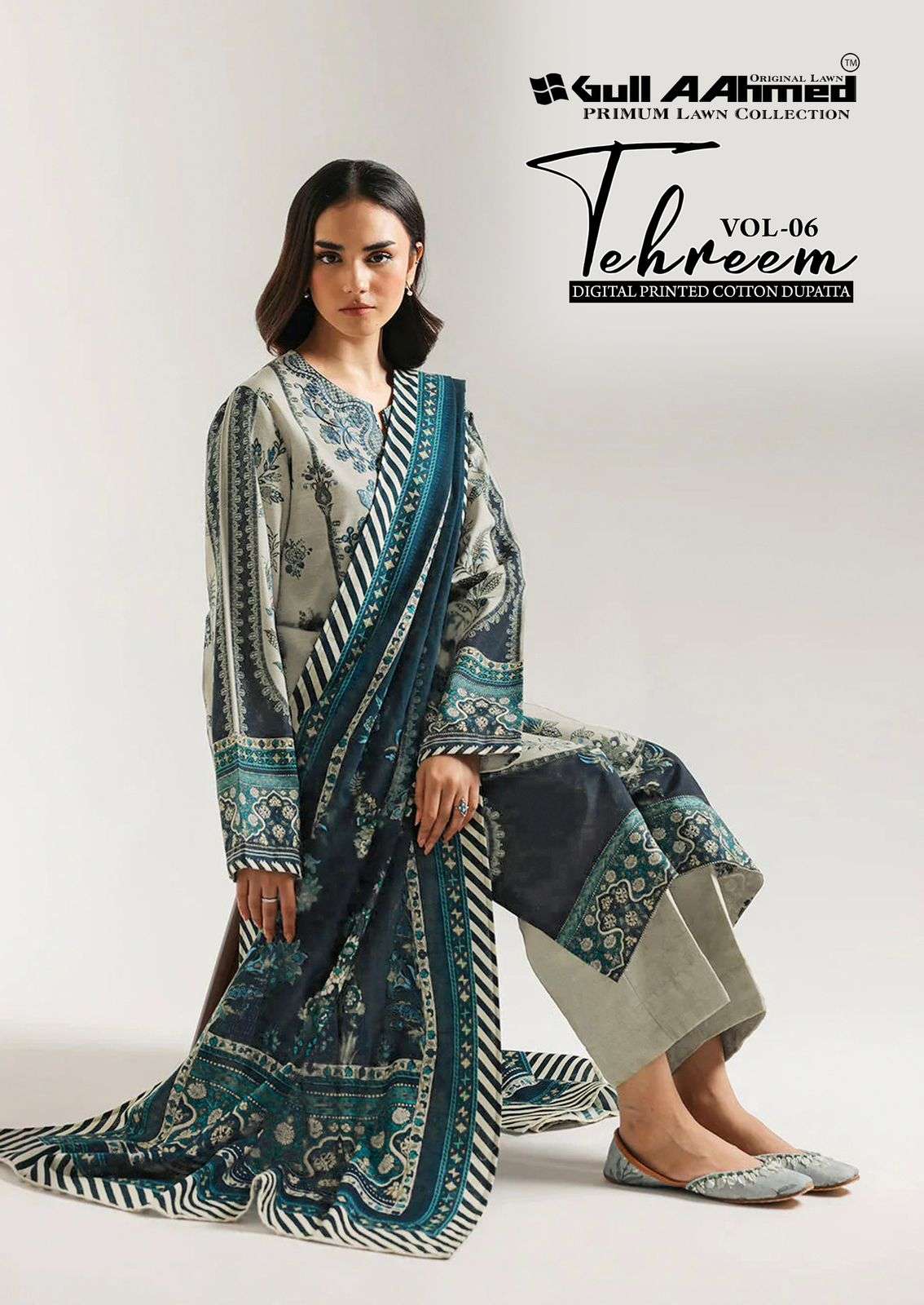 GULL AAHMED TEHREEM VOL-06 6001 TO 6006 SERIES CAMBRIC UNSTITCHED DRESSES-00201