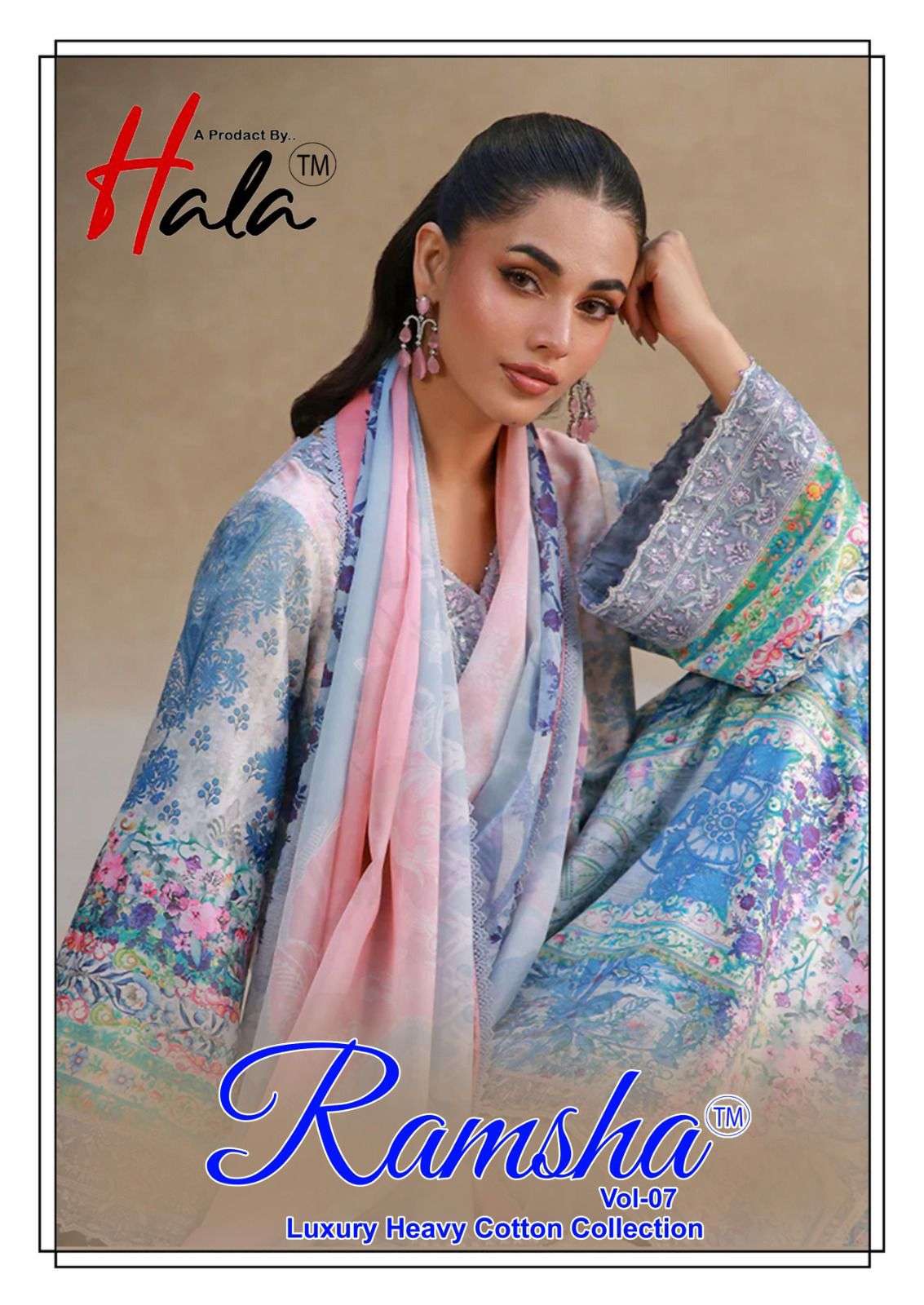 HALA RAMSHA VOL-07 7001 TO 7006 SERIES COTTON PRINTED UNSTITCHED DRESSES-00062