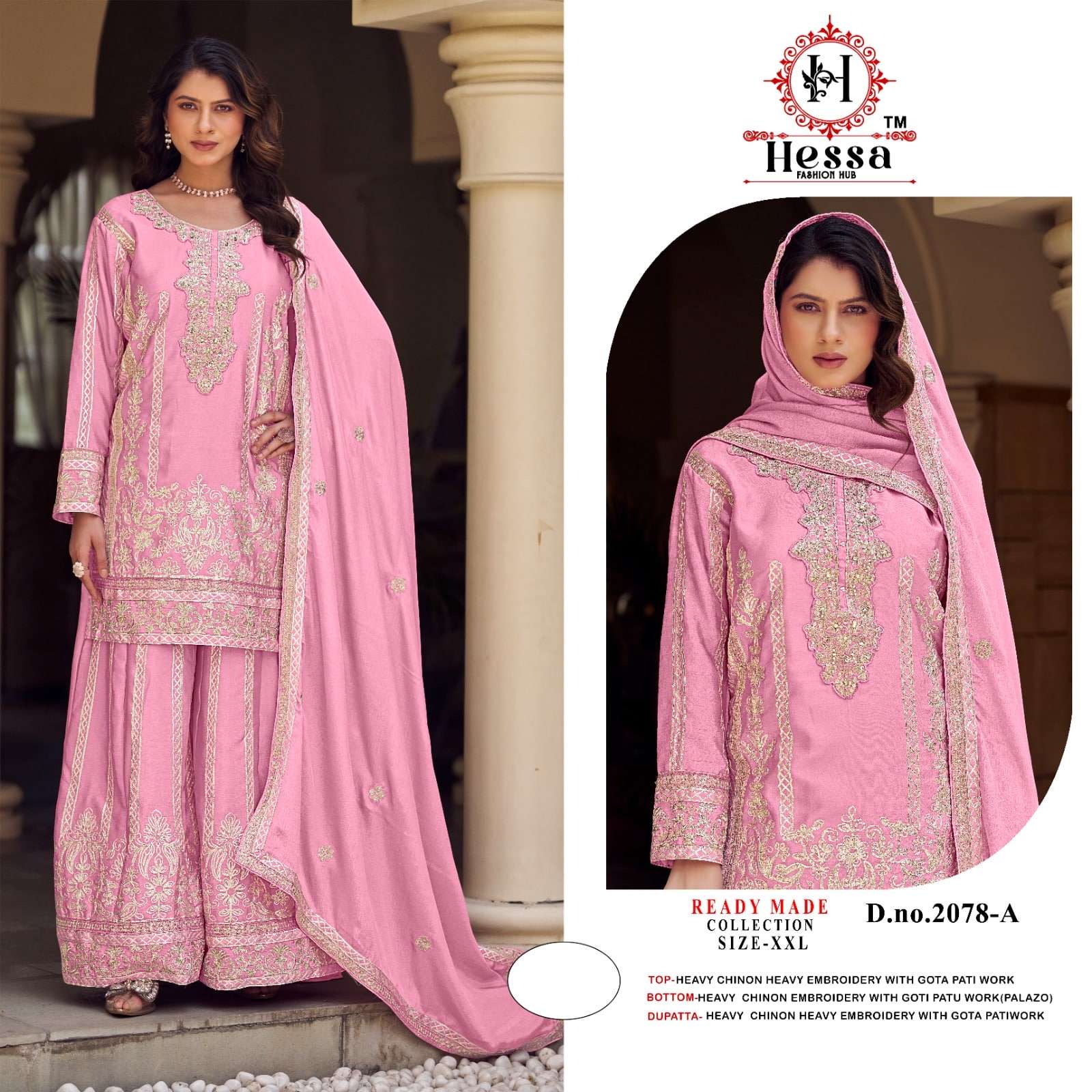 HESSA 2078 A TO D SERIES CHINON PAKISTANI STITCHED SUIT SET-00310