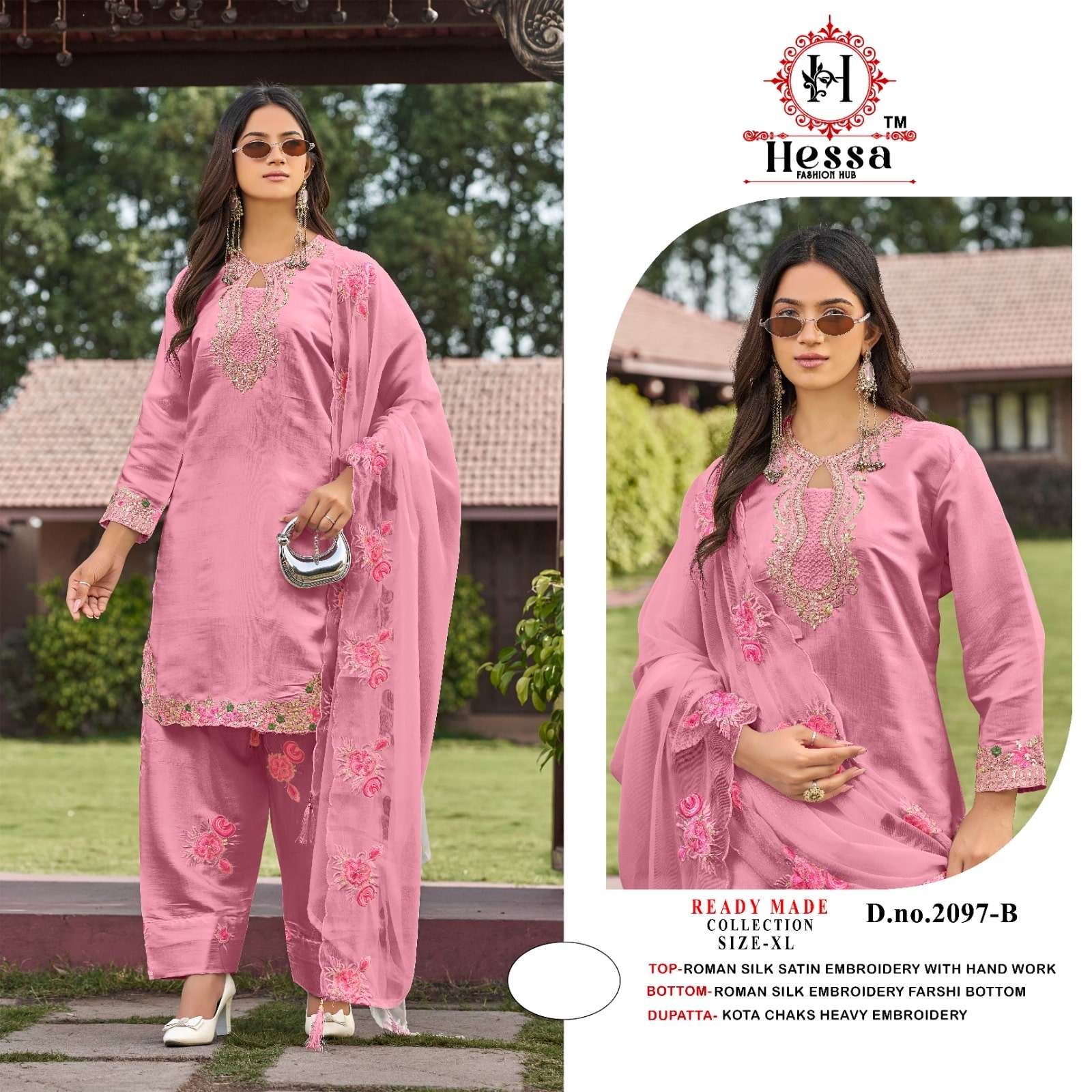 HESSA 2097 A TO D SERIES ROMAN SILK EMBROIDERY PAKISTANI STITCHED DRESSES-00310
